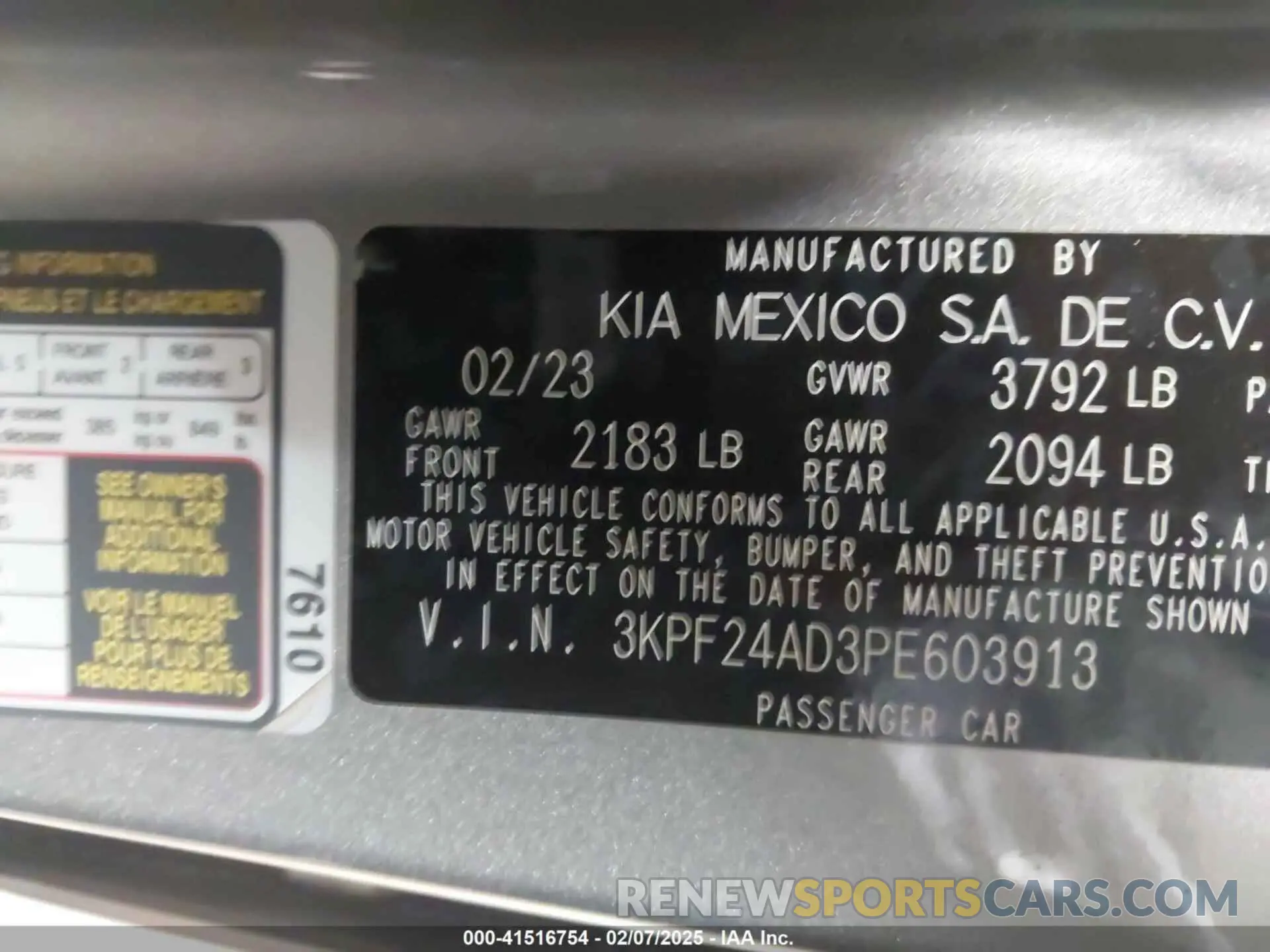 9 Фотография поврежденного автомобиля 3KPF24AD3PE603913 KIA FORTE 2023