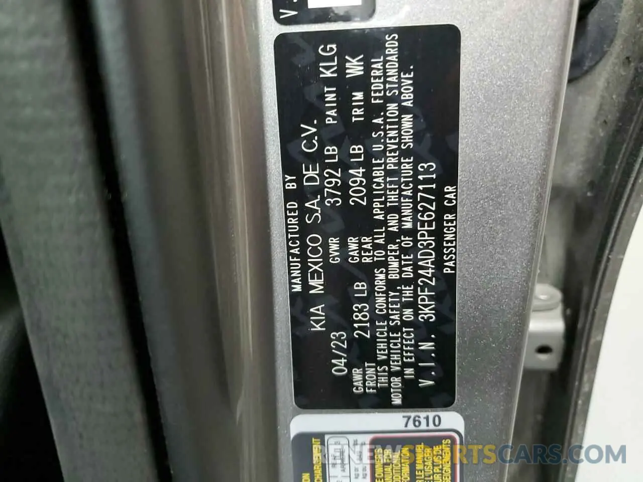 13 Фотография поврежденного автомобиля 3KPF24AD3PE627113 KIA FORTE 2023