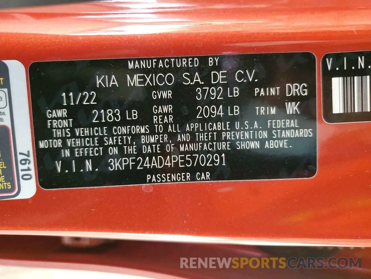 12 Photograph of a damaged car 3KPF24AD4PE570291 KIA FORTE 2023