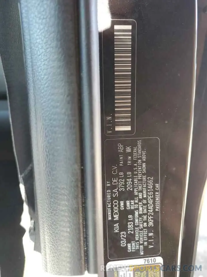 13 Фотография поврежденного автомобиля 3KPF24AD4PE614662 KIA FORTE 2023