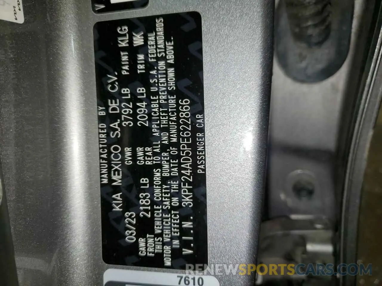 13 Фотография поврежденного автомобиля 3KPF24AD5PE622866 KIA FORTE 2023