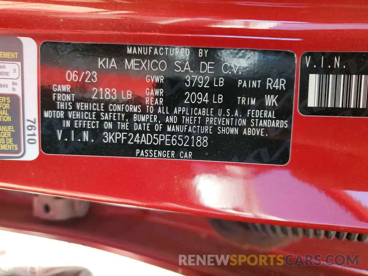 13 Фотография поврежденного автомобиля 3KPF24AD5PE652188 KIA FORTE 2023