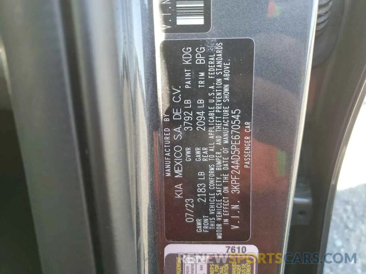 12 Photograph of a damaged car 3KPF24AD5PE670545 KIA FORTE 2023