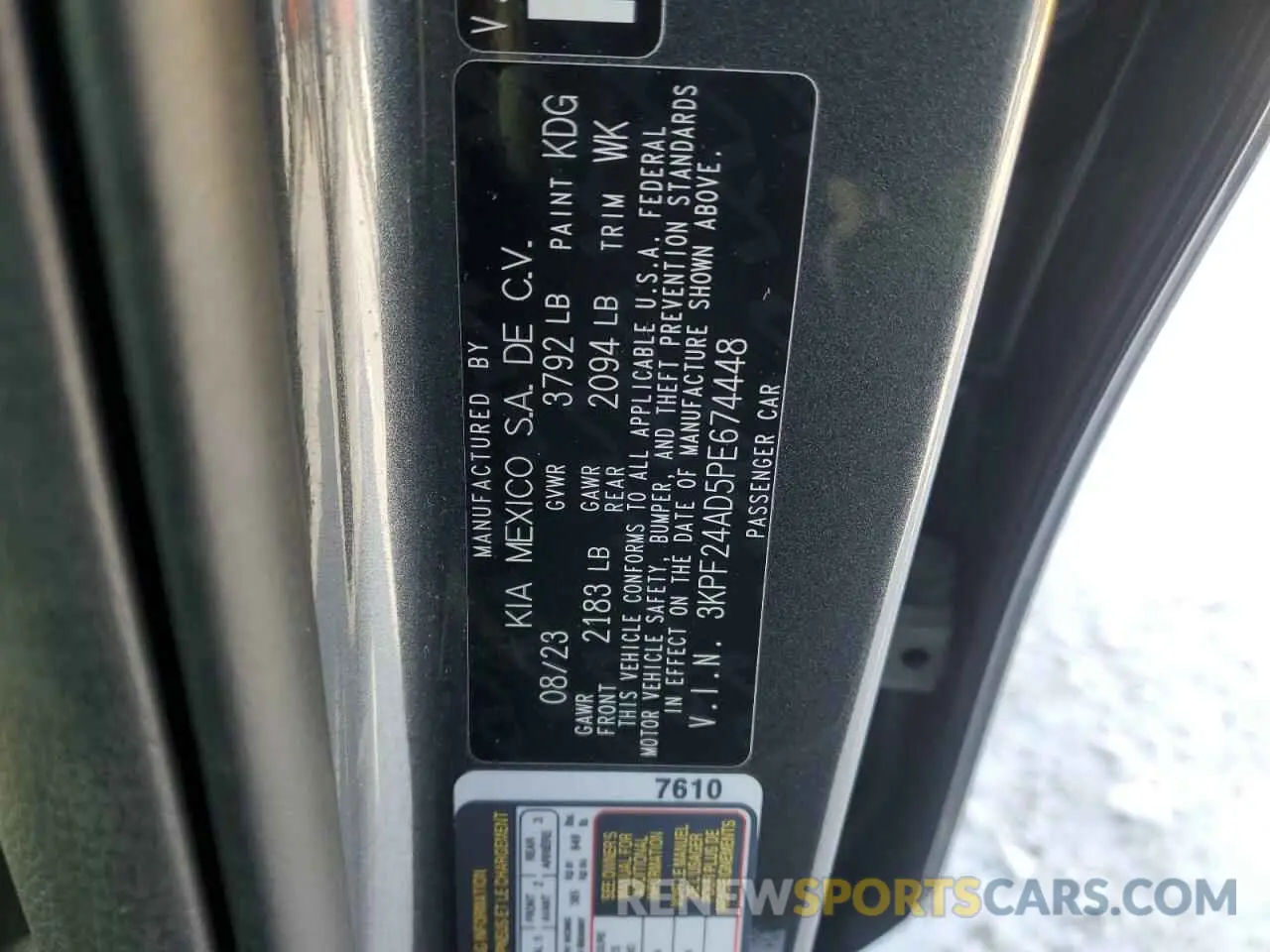 12 Фотография поврежденного автомобиля 3KPF24AD5PE674448 KIA FORTE 2023