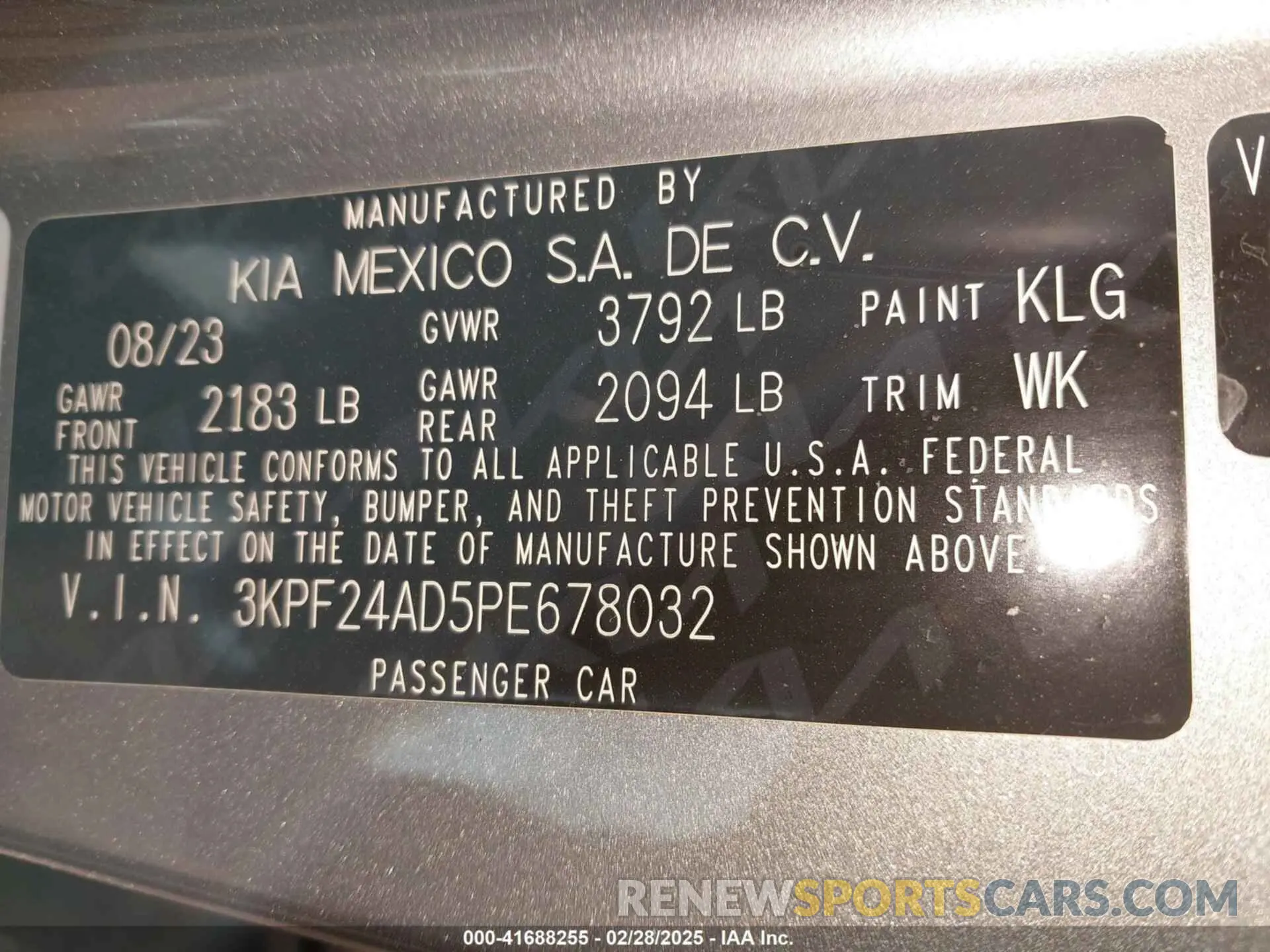 9 Фотография поврежденного автомобиля 3KPF24AD5PE678032 KIA FORTE 2023