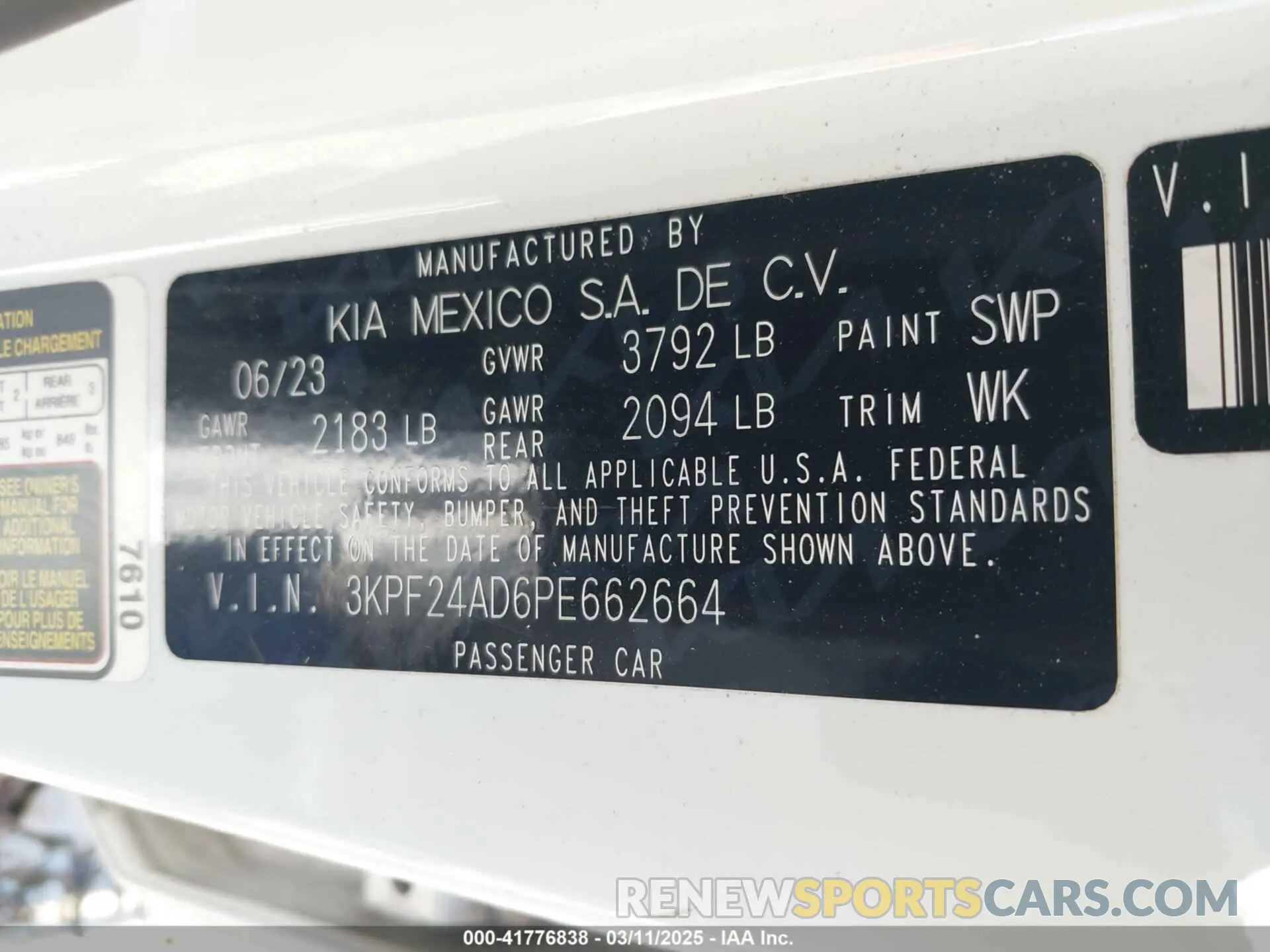 9 Photograph of a damaged car 3KPF24AD6PE662664 KIA FORTE 2023