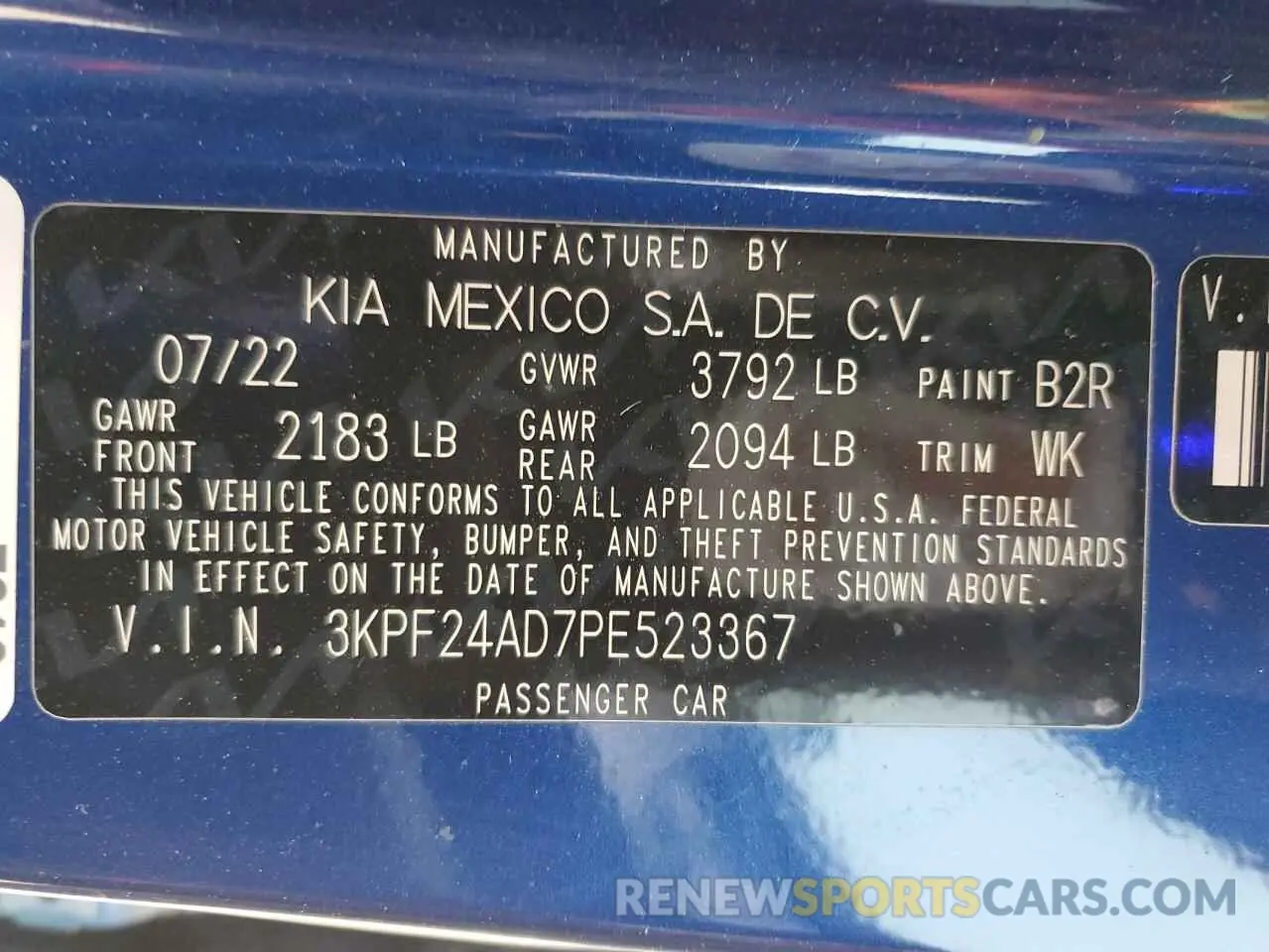 12 Фотография поврежденного автомобиля 3KPF24AD7PE523367 KIA FORTE 2023