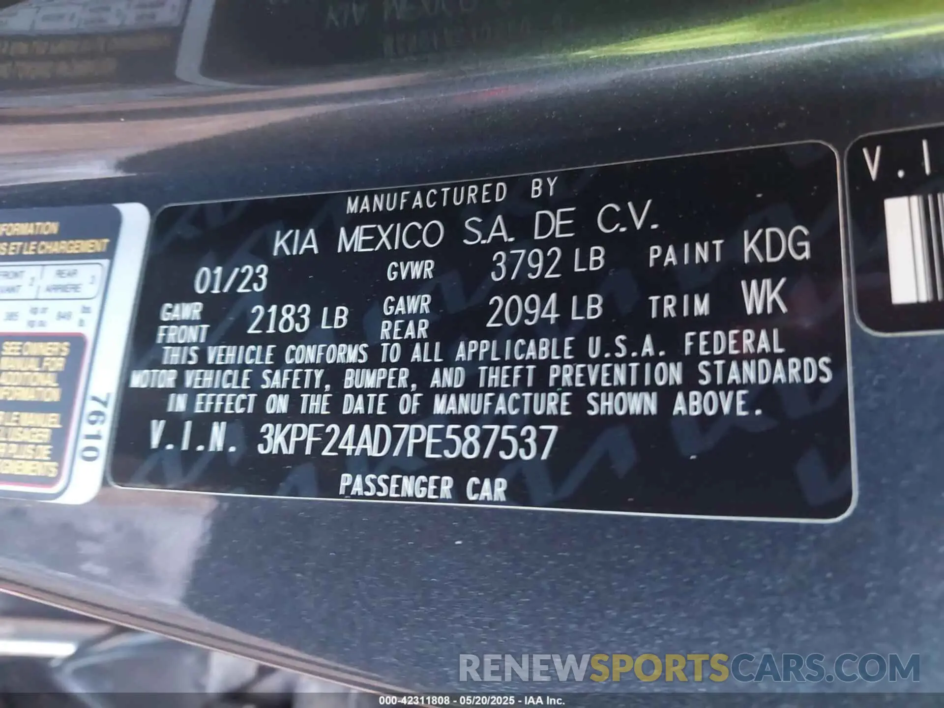 9 Photograph of a damaged car 3KPF24AD7PE587537 KIA FORTE 2023