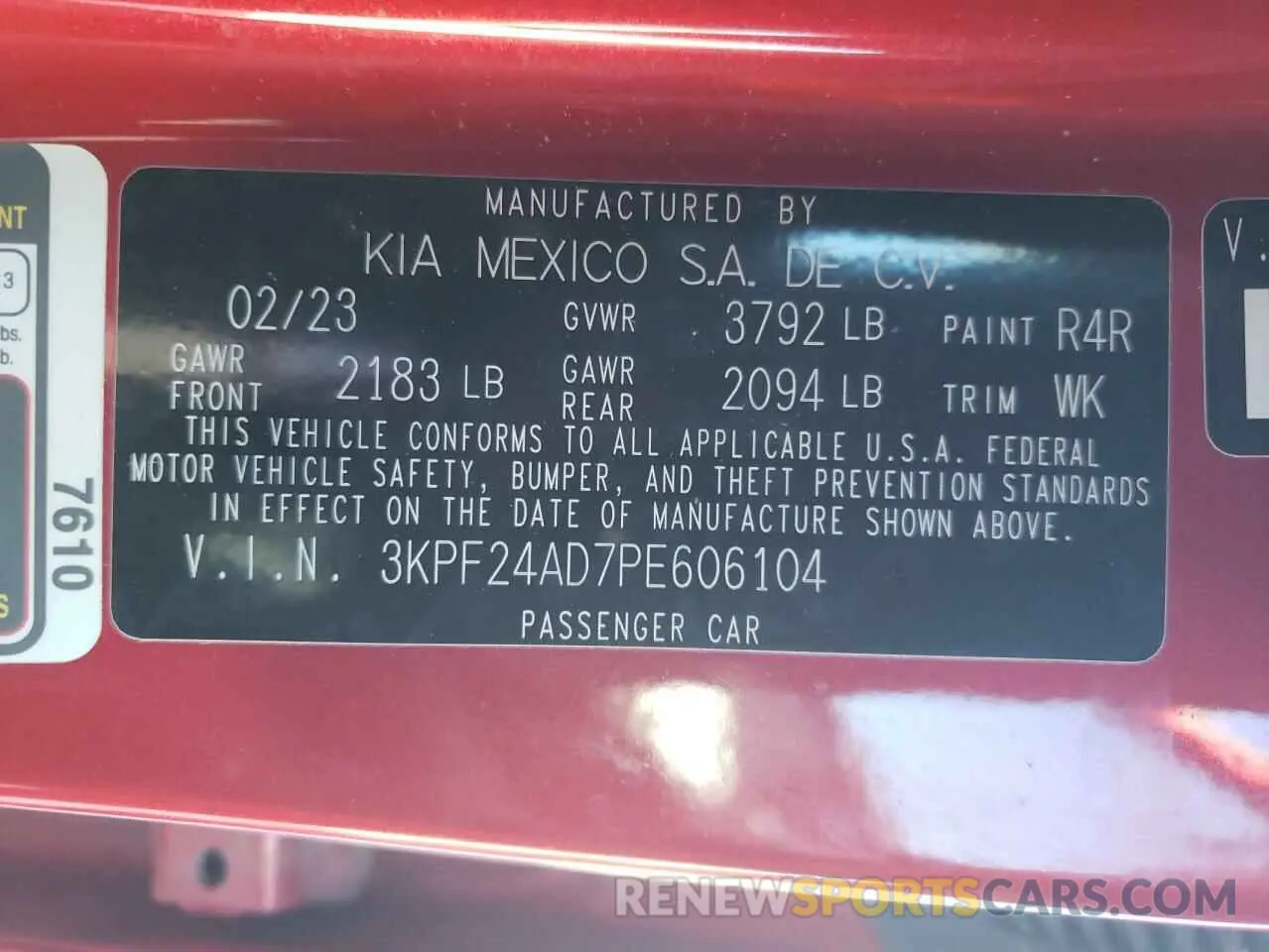 14 Фотография поврежденного автомобиля 3KPF24AD7PE606104 KIA FORTE 2023