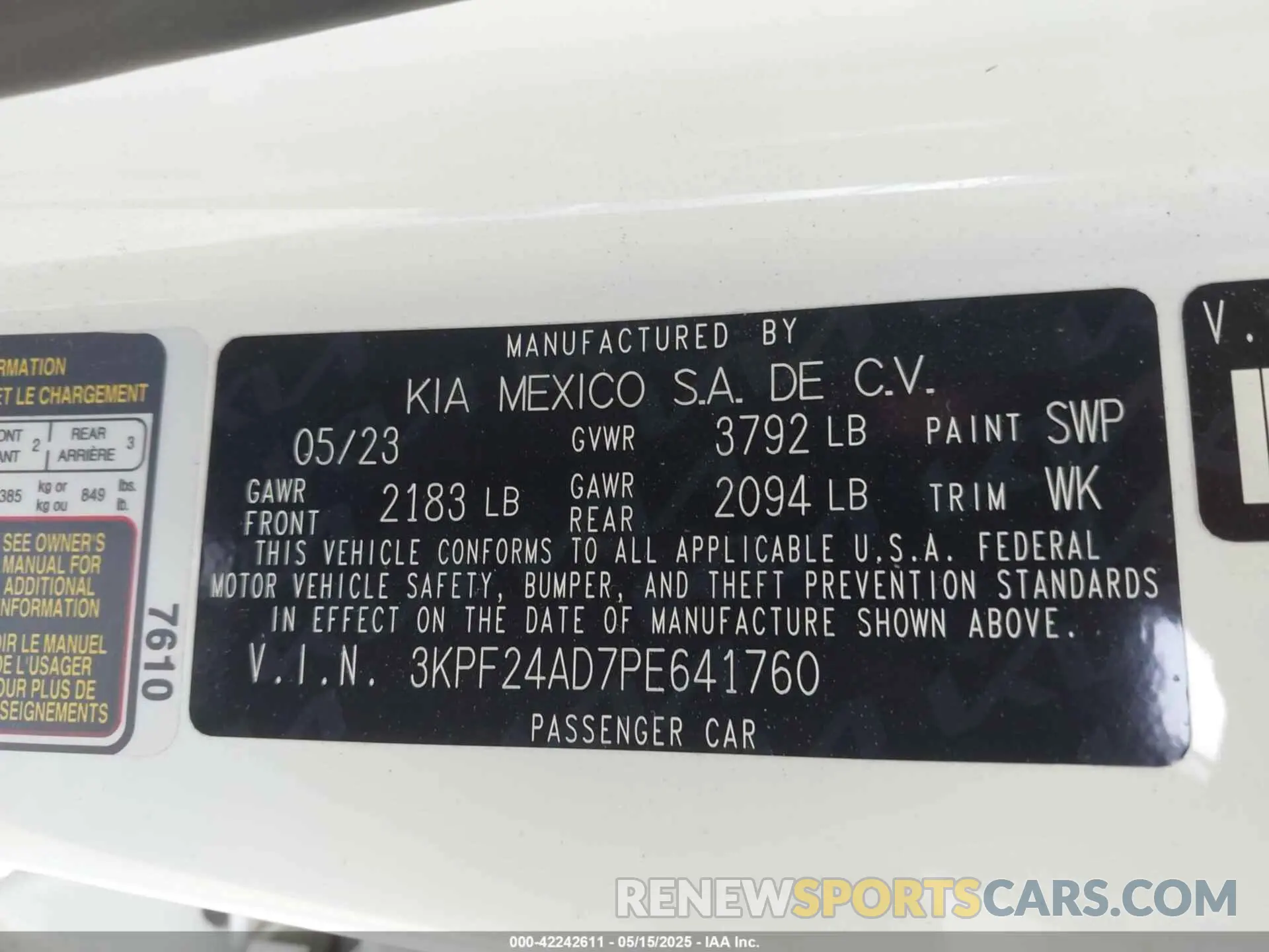 9 Фотография поврежденного автомобиля 3KPF24AD7PE641760 KIA FORTE 2023
