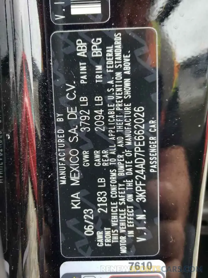 12 Photograph of a damaged car 3KPF24AD7PE662026 KIA FORTE 2023