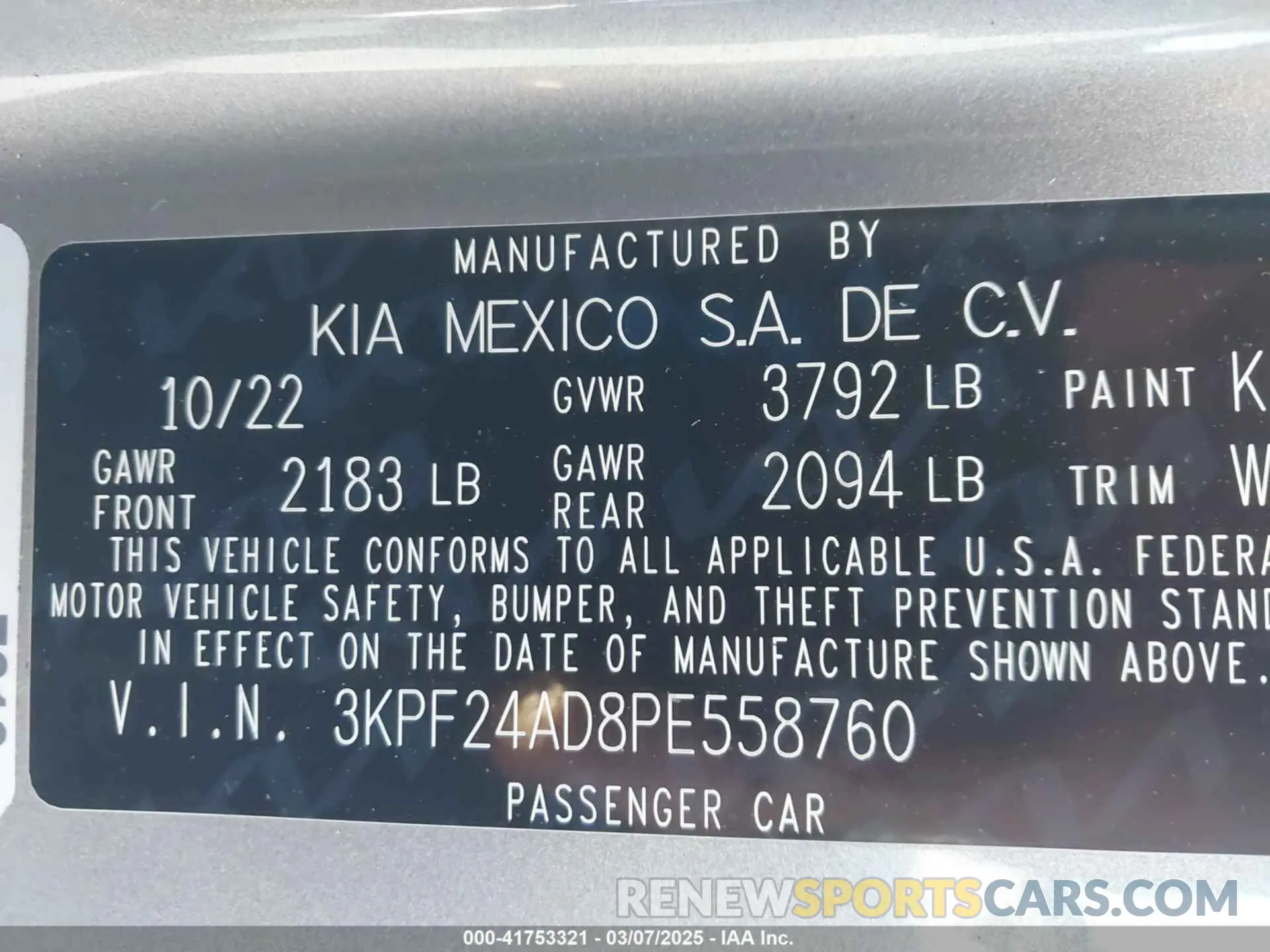 9 Фотография поврежденного автомобиля 3KPF24AD8PE558760 KIA FORTE 2023