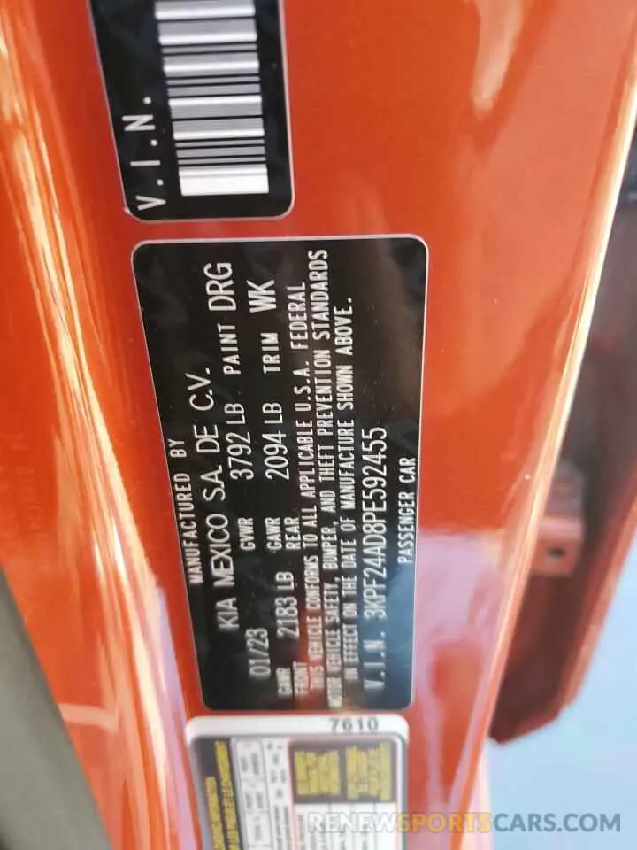 12 Фотография поврежденного автомобиля 3KPF24AD8PE592455 KIA FORTE 2023