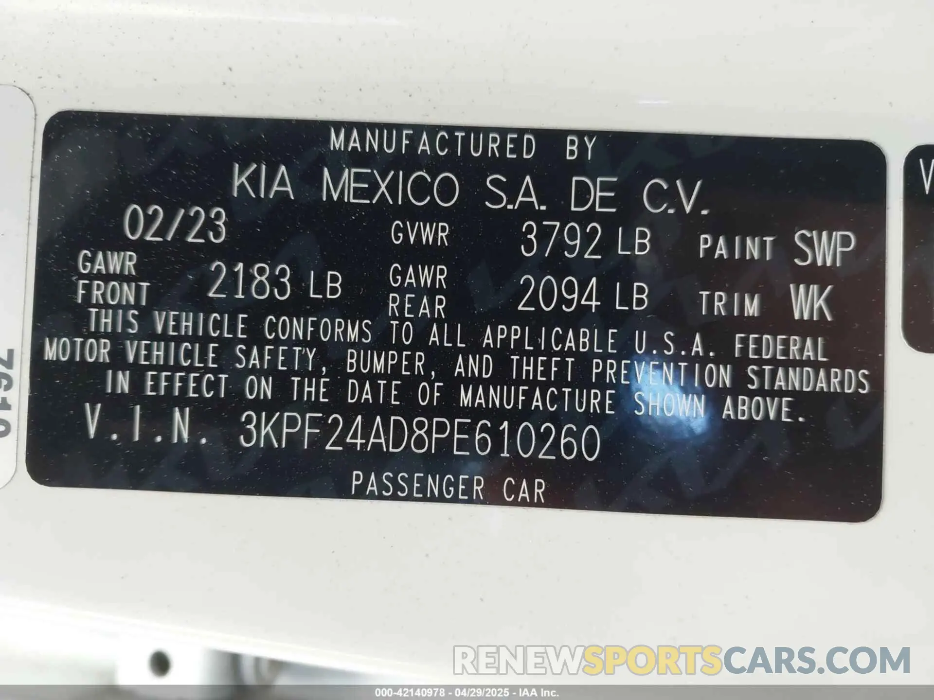 9 Photograph of a damaged car 3KPF24AD8PE610260 KIA FORTE 2023