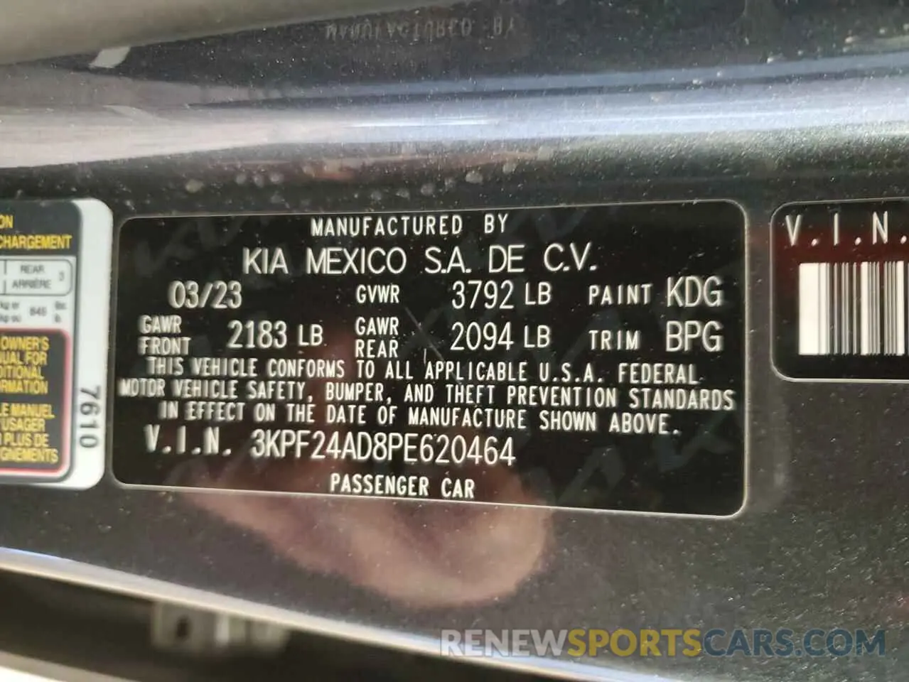 12 Фотография поврежденного автомобиля 3KPF24AD8PE620464 KIA FORTE 2023