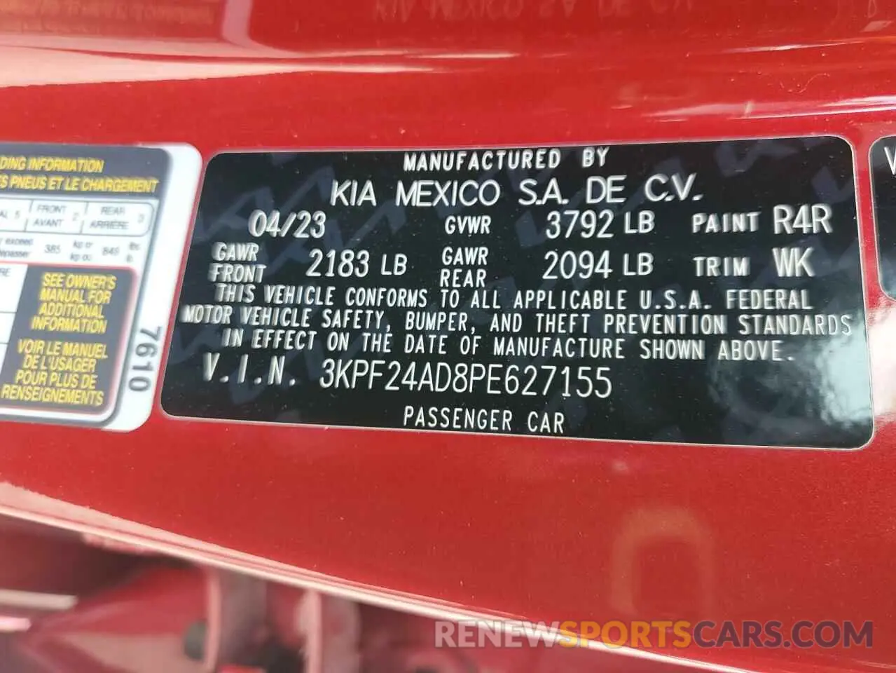 12 Photograph of a damaged car 3KPF24AD8PE627155 KIA FORTE 2023