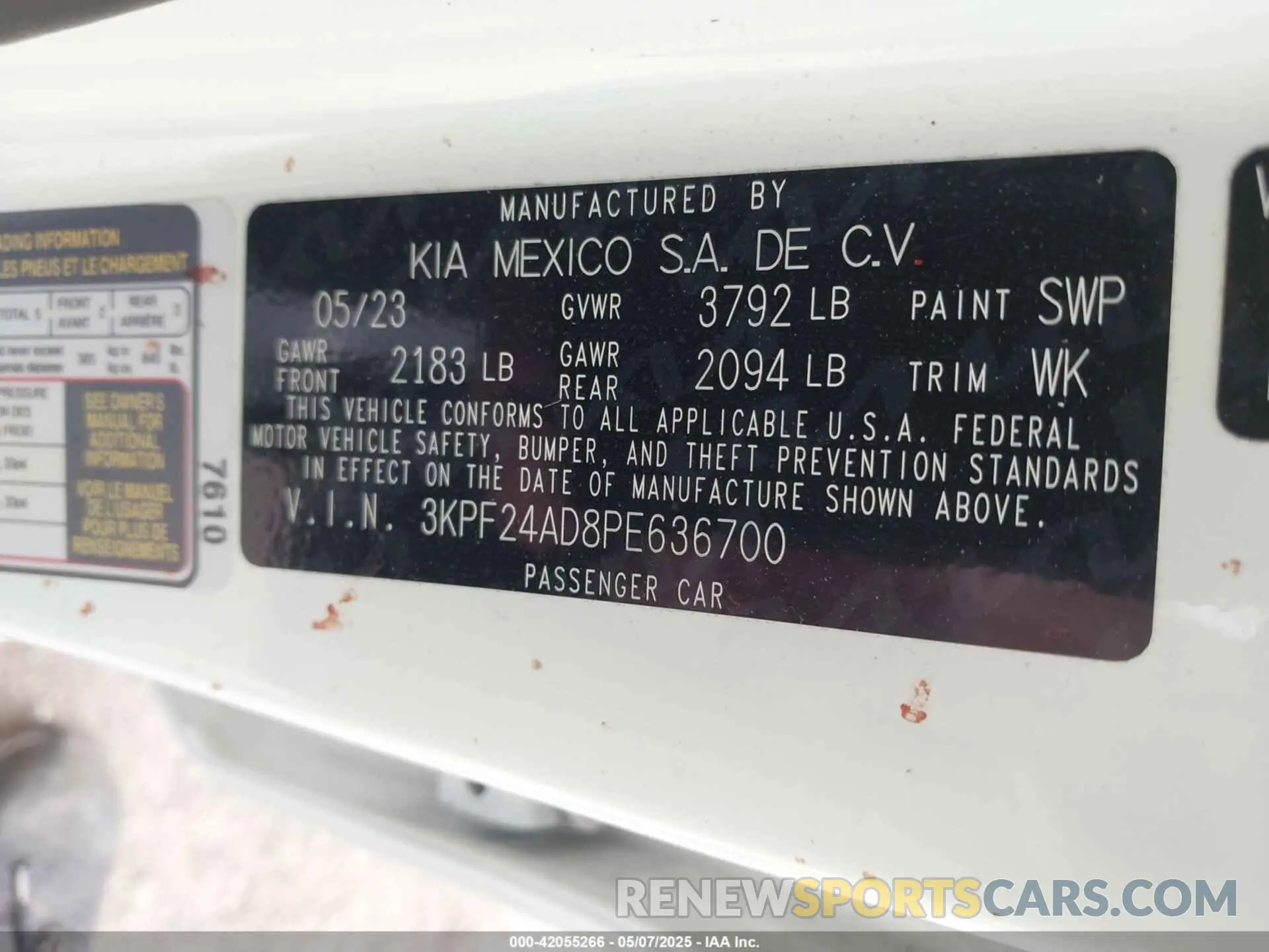 9 Фотография поврежденного автомобиля 3KPF24AD8PE636700 KIA FORTE 2023