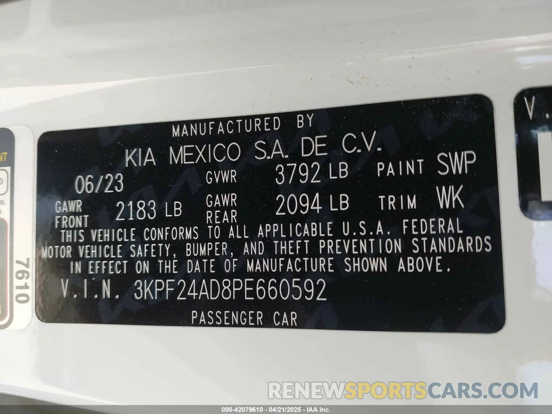9 Фотография поврежденного автомобиля 3KPF24AD8PE660592 KIA FORTE 2023