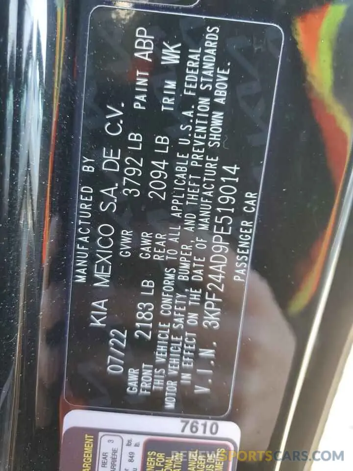 12 Фотография поврежденного автомобиля 3KPF24AD9PE519014 KIA FORTE 2023