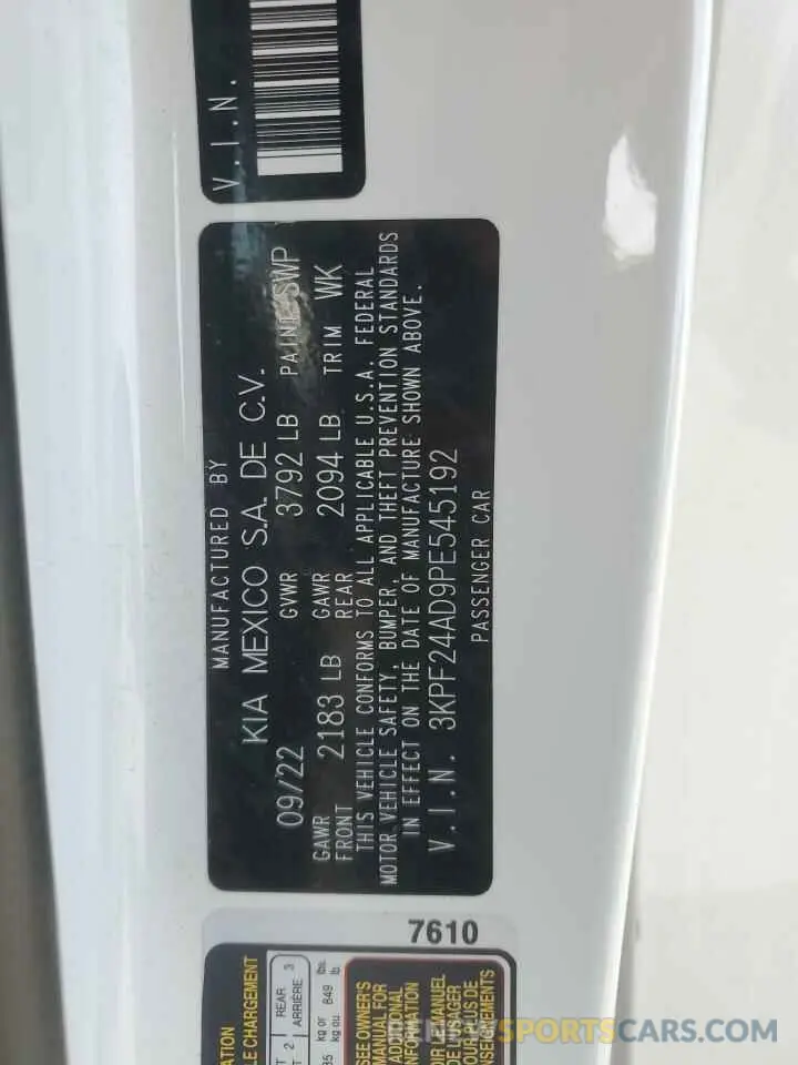 14 Фотография поврежденного автомобиля 3KPF24AD9PE545192 KIA FORTE 2023