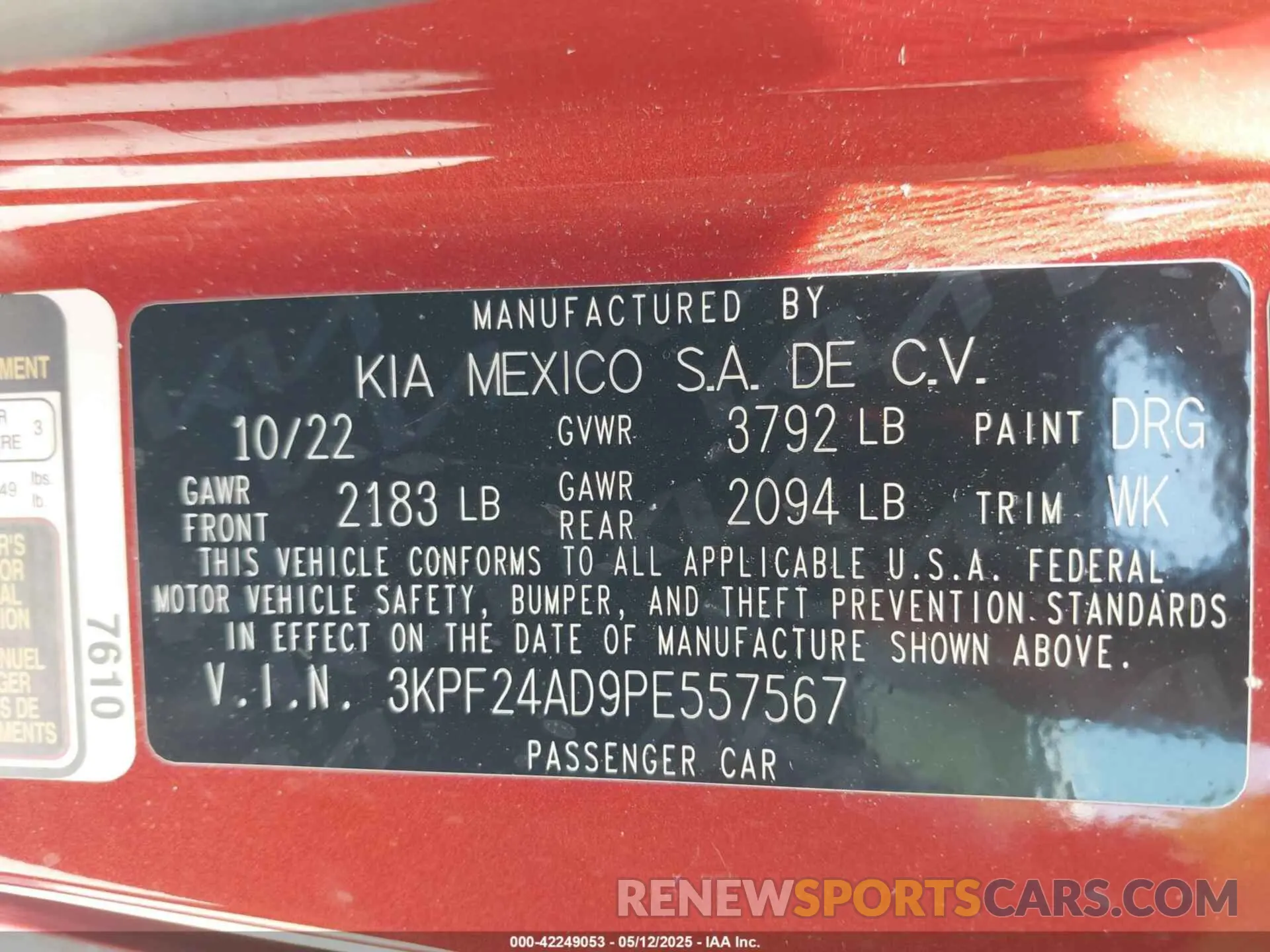 9 Photograph of a damaged car 3KPF24AD9PE557567 KIA FORTE 2023