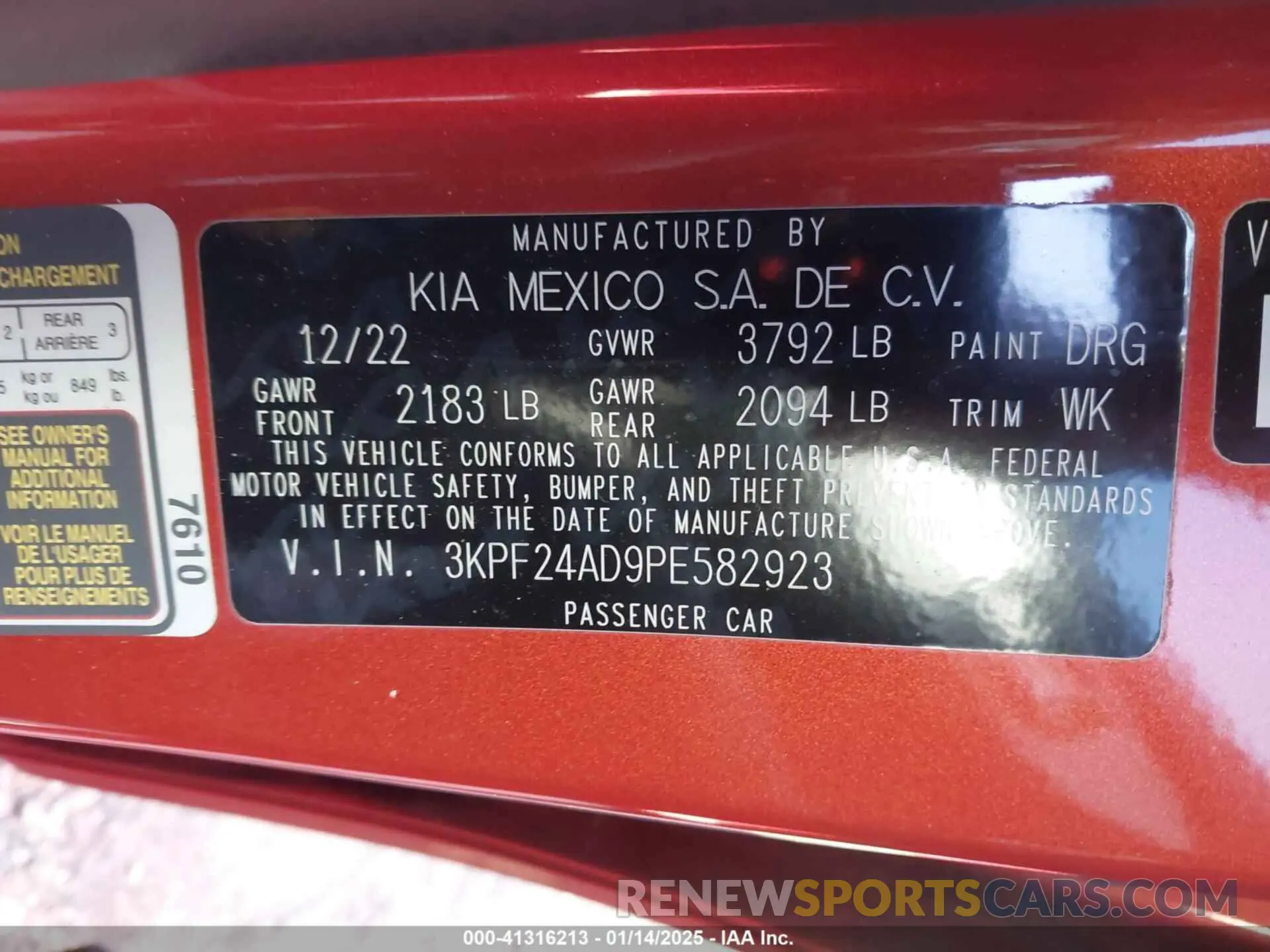 9 Photograph of a damaged car 3KPF24AD9PE582923 KIA FORTE 2023