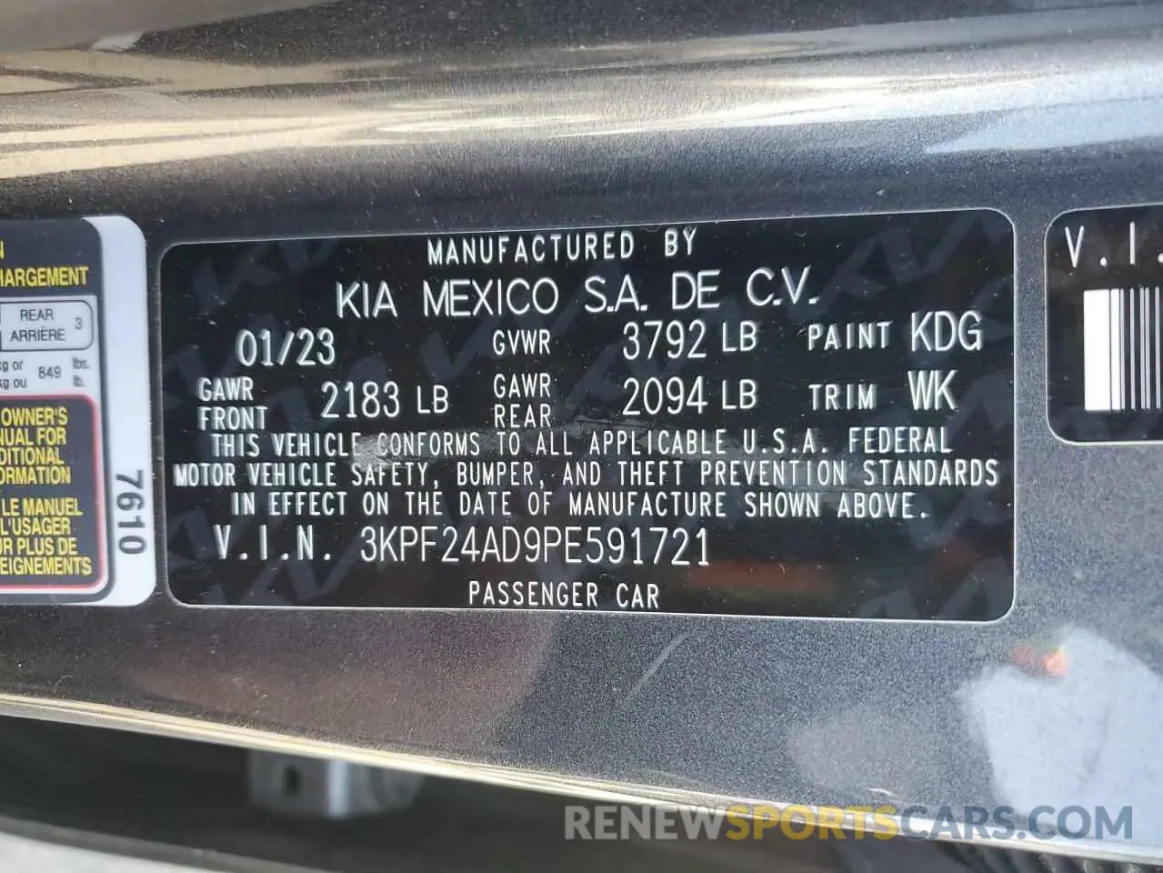 12 Photograph of a damaged car 3KPF24AD9PE591721 KIA FORTE 2023