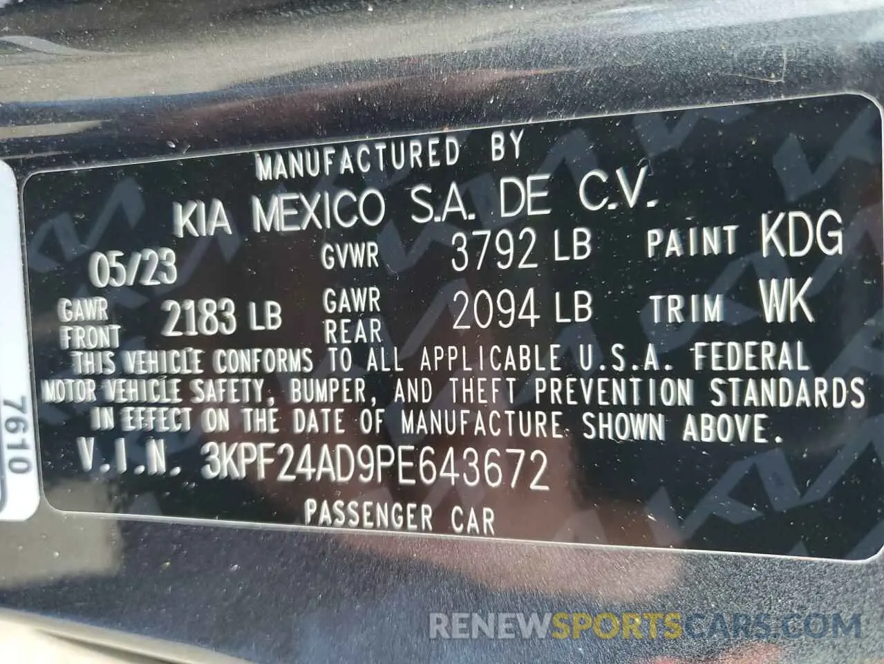 14 Фотография поврежденного автомобиля 3KPF24AD9PE643672 KIA FORTE 2023