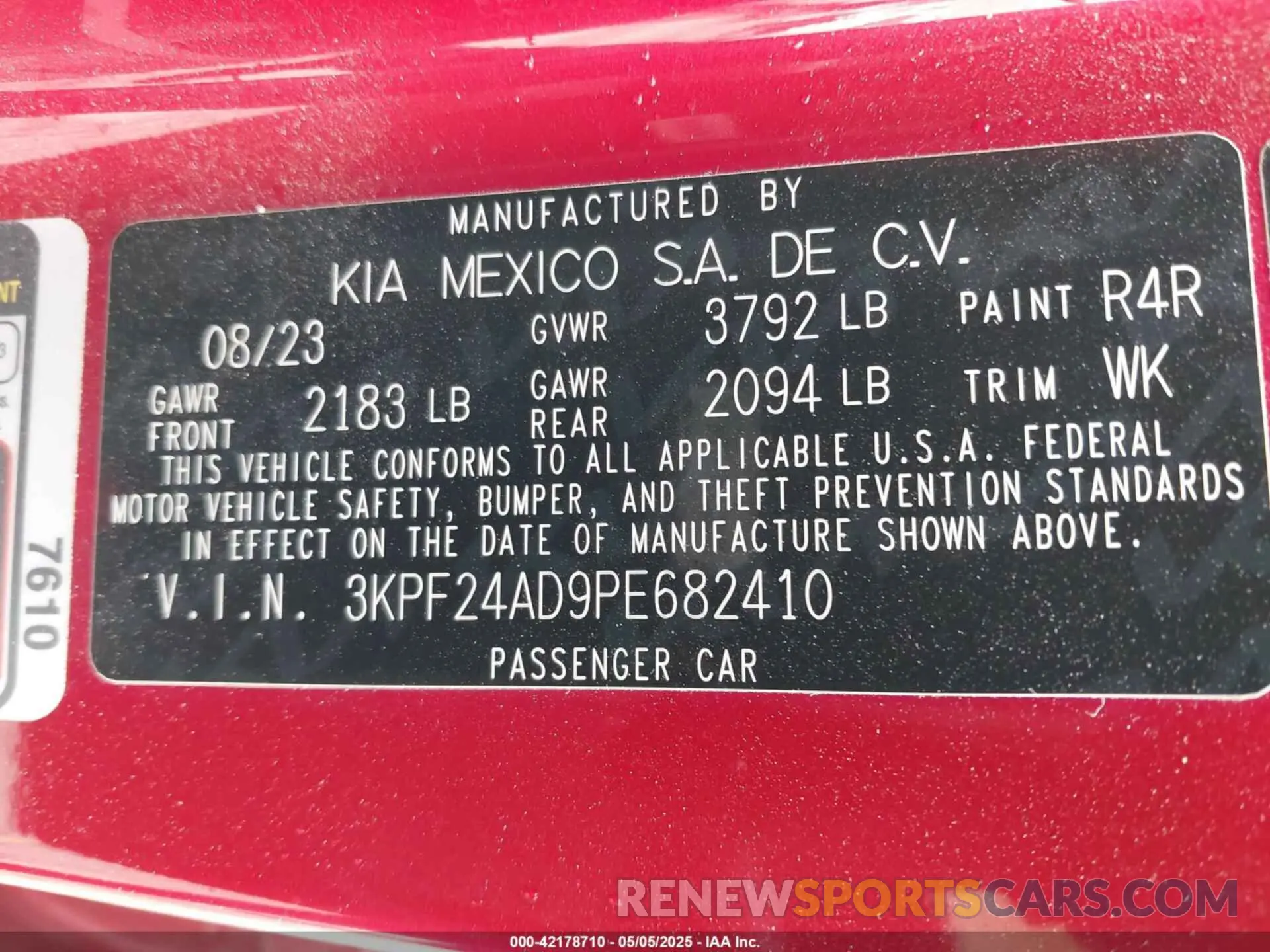 9 Фотография поврежденного автомобиля 3KPF24AD9PE682410 KIA FORTE 2023