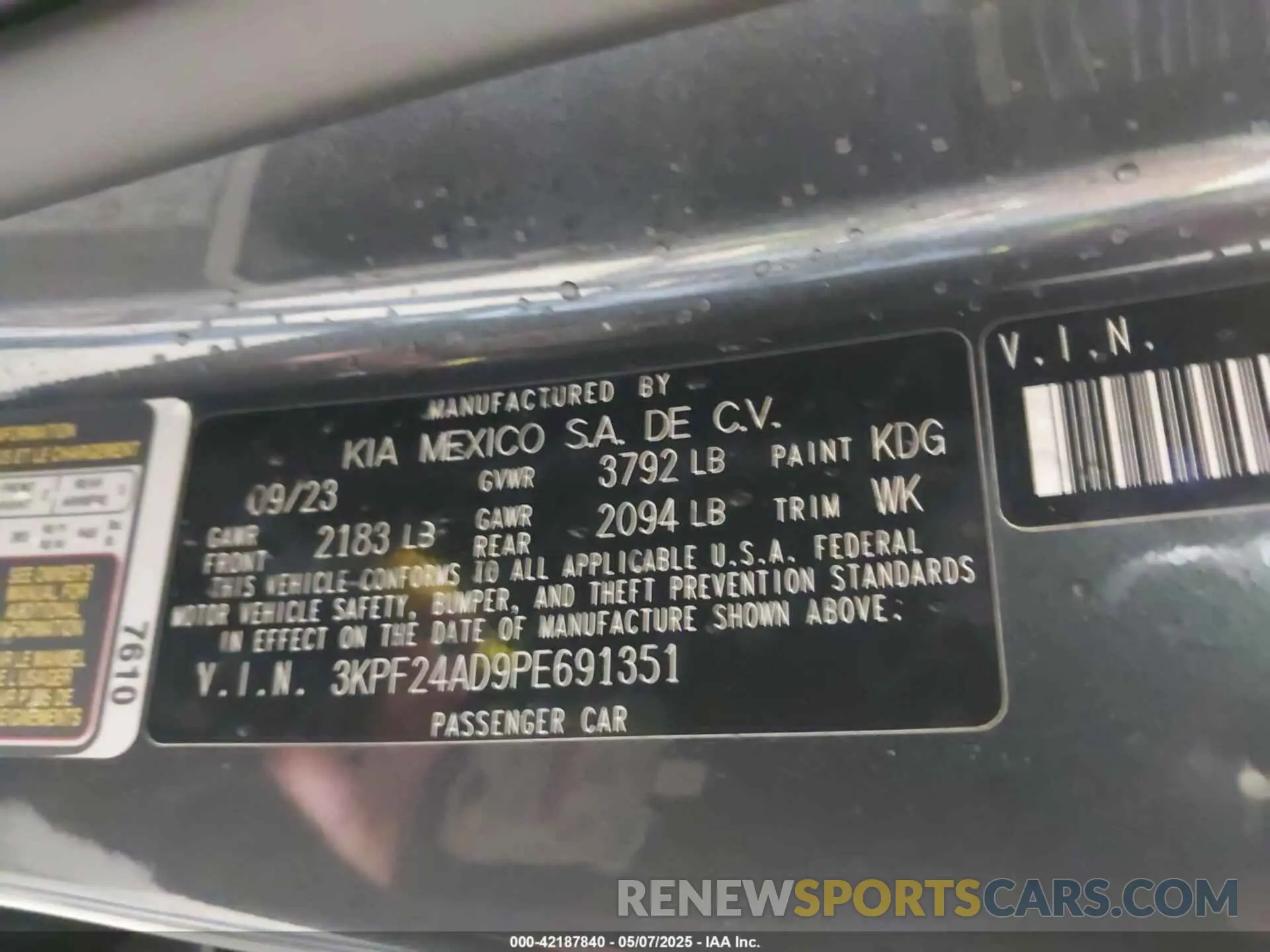 9 Фотография поврежденного автомобиля 3KPF24AD9PE691351 KIA FORTE 2023