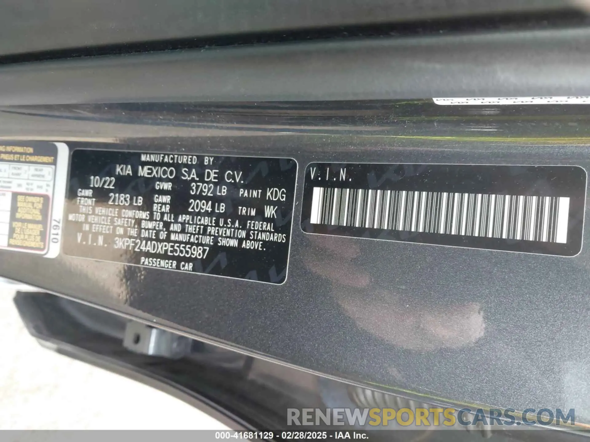 9 Фотография поврежденного автомобиля 3KPF24ADXPE555987 KIA FORTE 2023