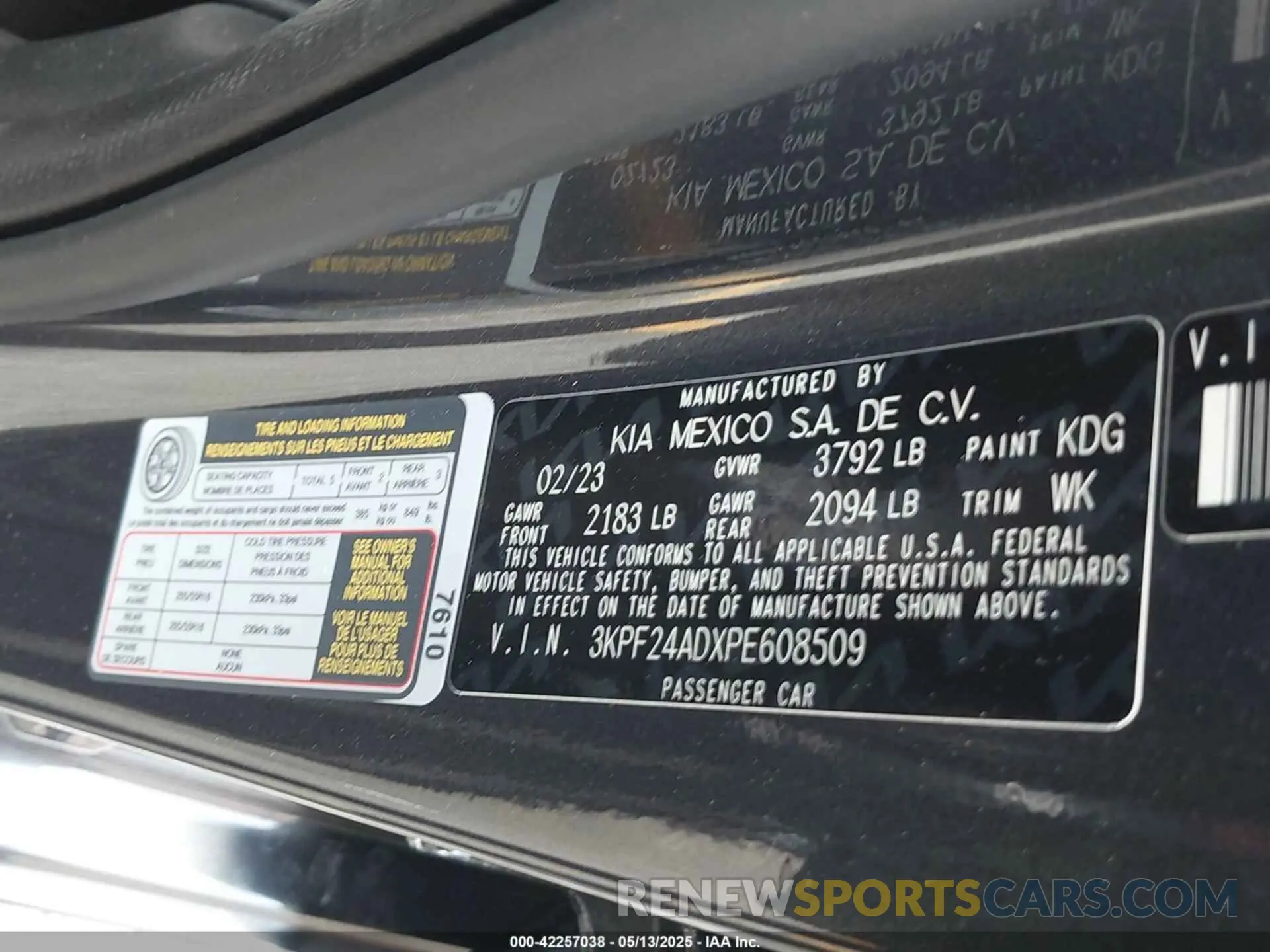 9 Фотография поврежденного автомобиля 3KPF24ADXPE608509 KIA FORTE 2023