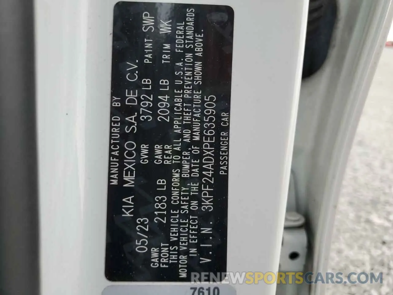 12 Фотография поврежденного автомобиля 3KPF24ADXPE635905 KIA FORTE 2023