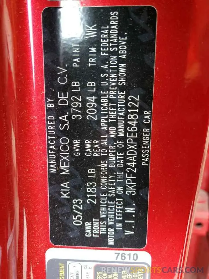 13 Фотография поврежденного автомобиля 3KPF24ADXPE648122 KIA FORTE 2023