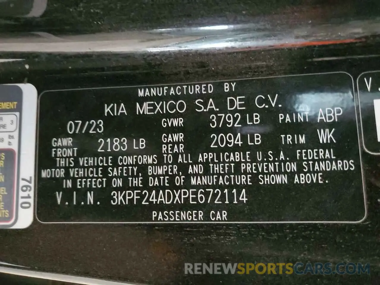 12 Photograph of a damaged car 3KPF24ADXPE672114 KIA FORTE 2023