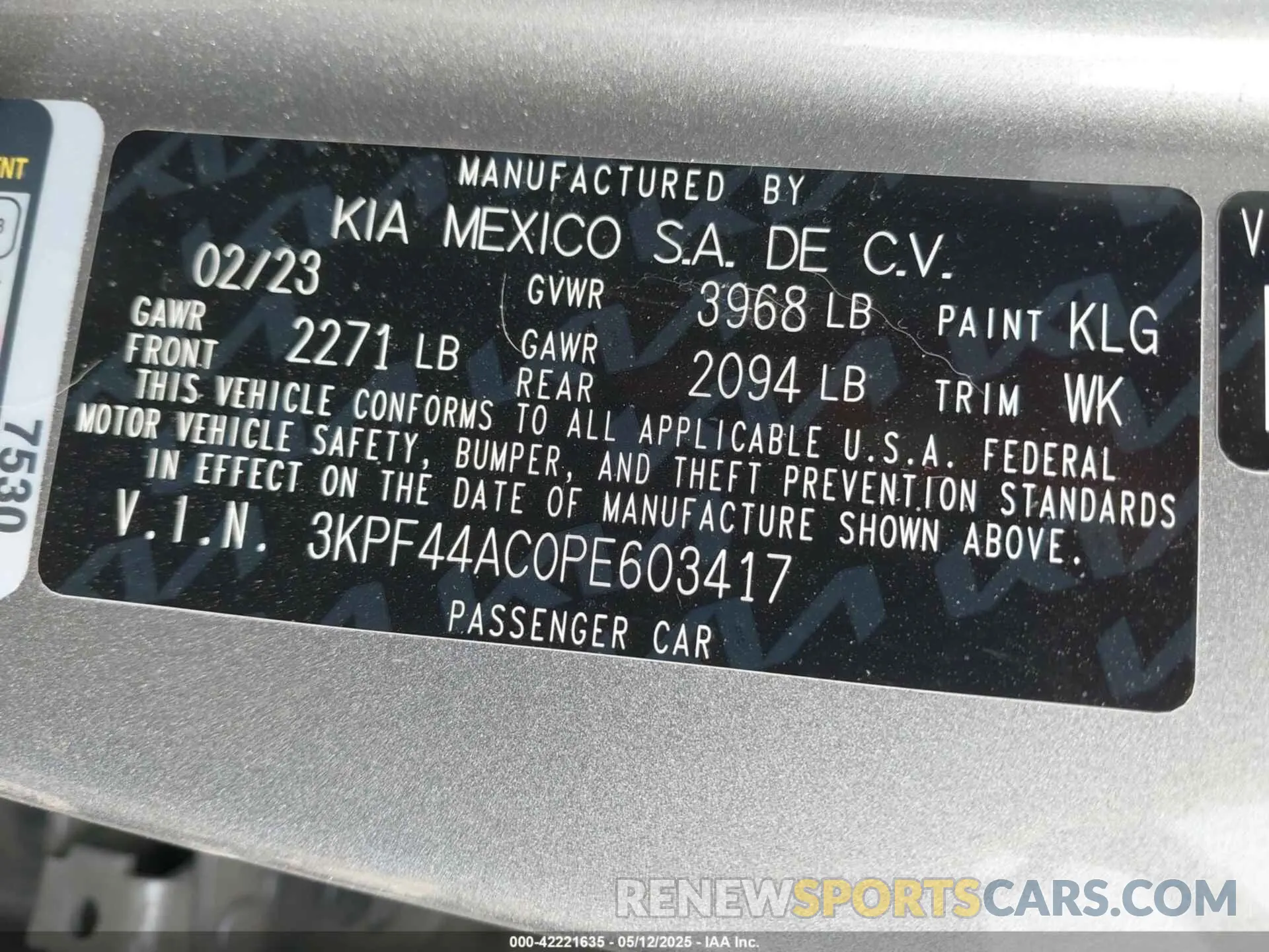 9 Фотография поврежденного автомобиля 3KPF44AC0PE603417 KIA FORTE 2023