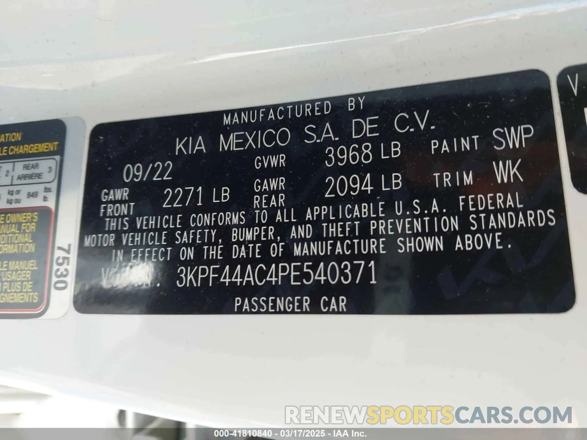9 Photograph of a damaged car 3KPF44AC4PE540371 KIA FORTE 2023