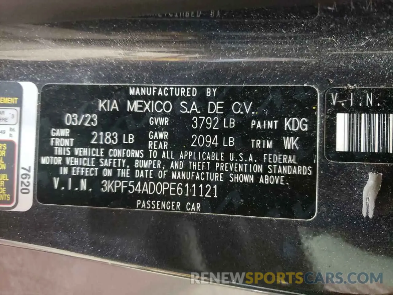 13 Photograph of a damaged car 3KPF54AD0PE611121 KIA FORTE 2023
