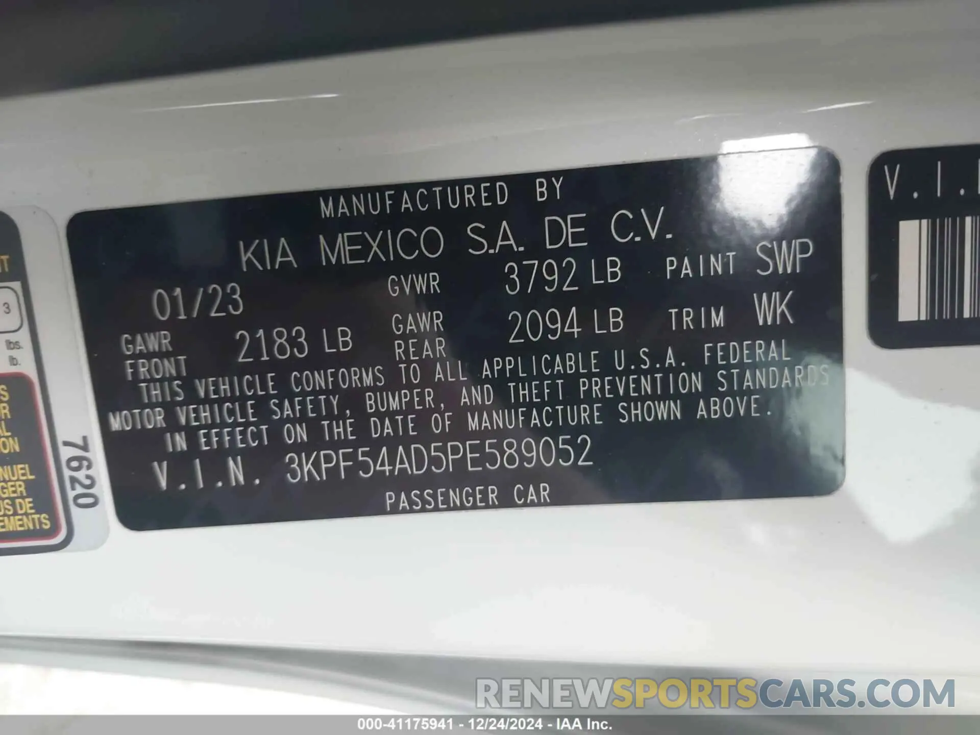 9 Фотография поврежденного автомобиля 3KPF54AD5PE589052 KIA FORTE 2023