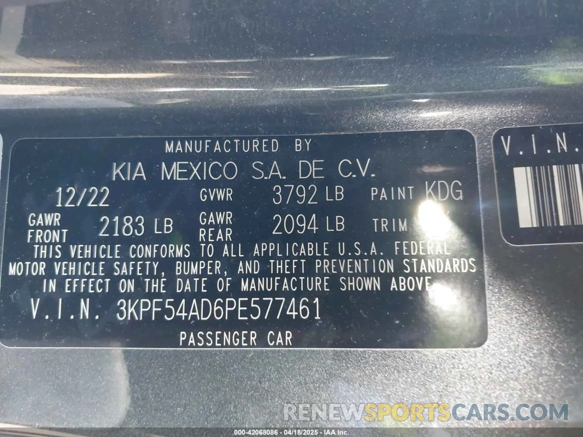 9 Фотография поврежденного автомобиля 3KPF54AD6PE577461 KIA FORTE 2023
