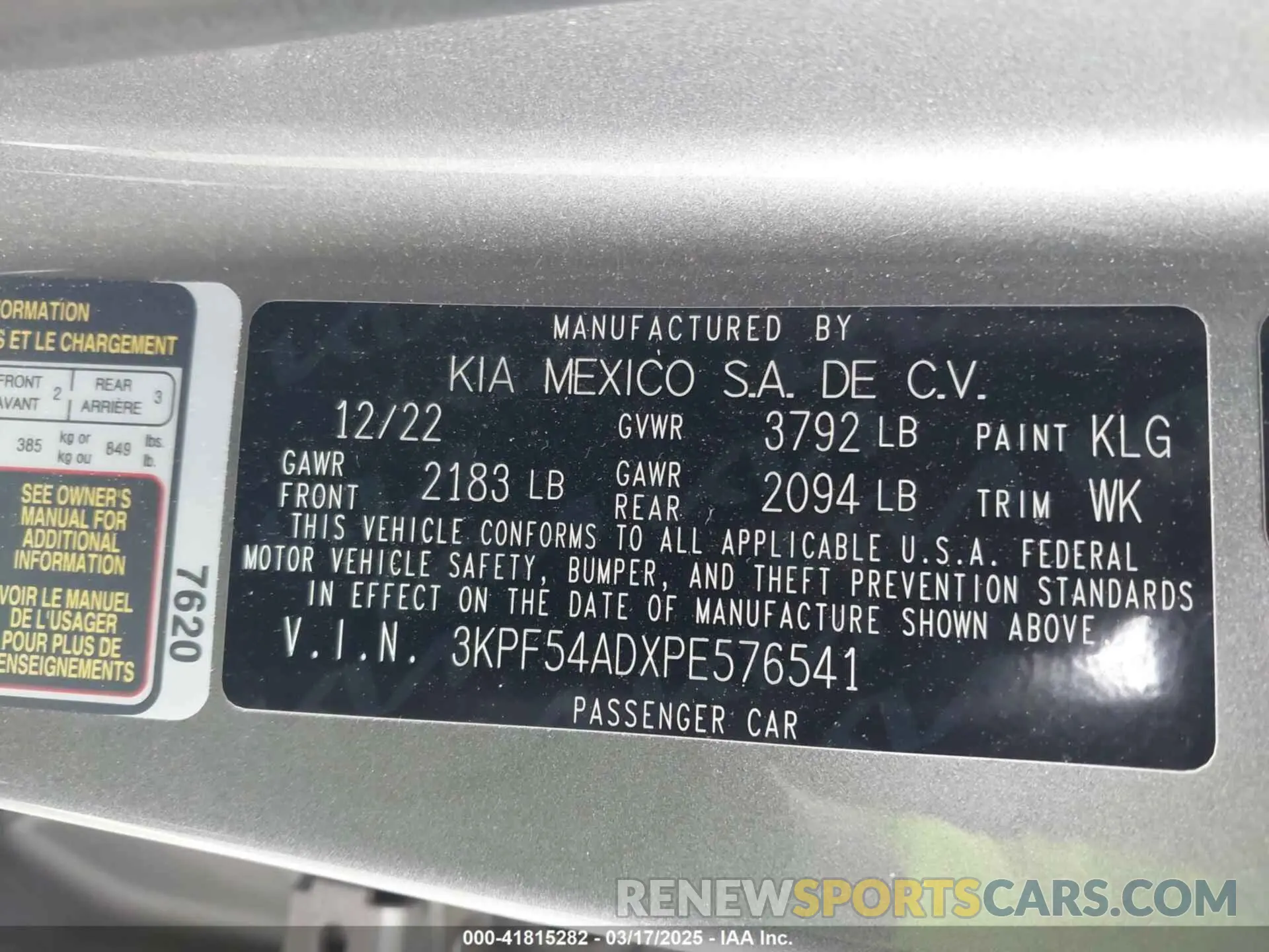 9 Photograph of a damaged car 3KPF54ADXPE576541 KIA FORTE 2023