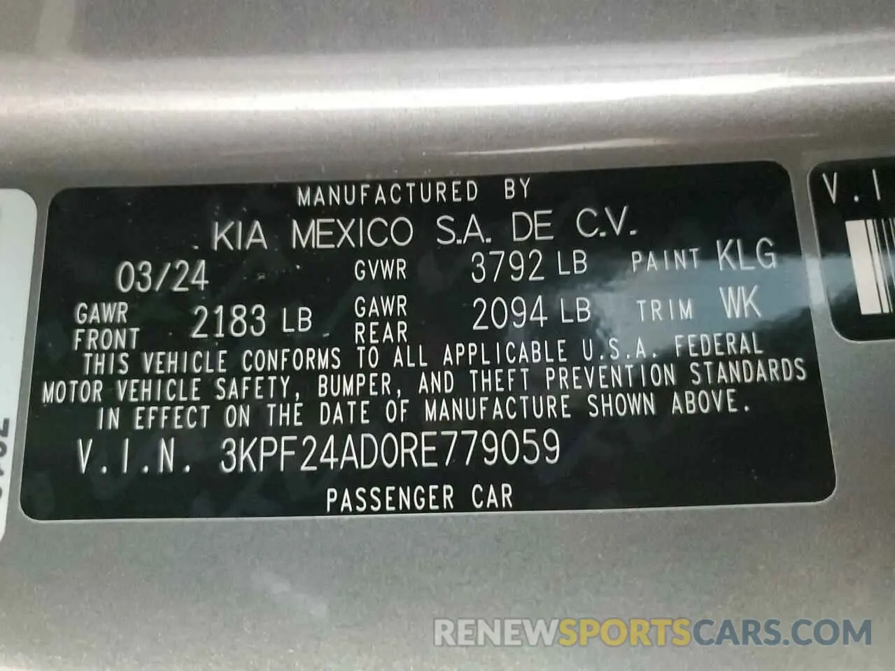 12 Photograph of a damaged car 3KPF24AD0RE779059 KIA FORTE 2024