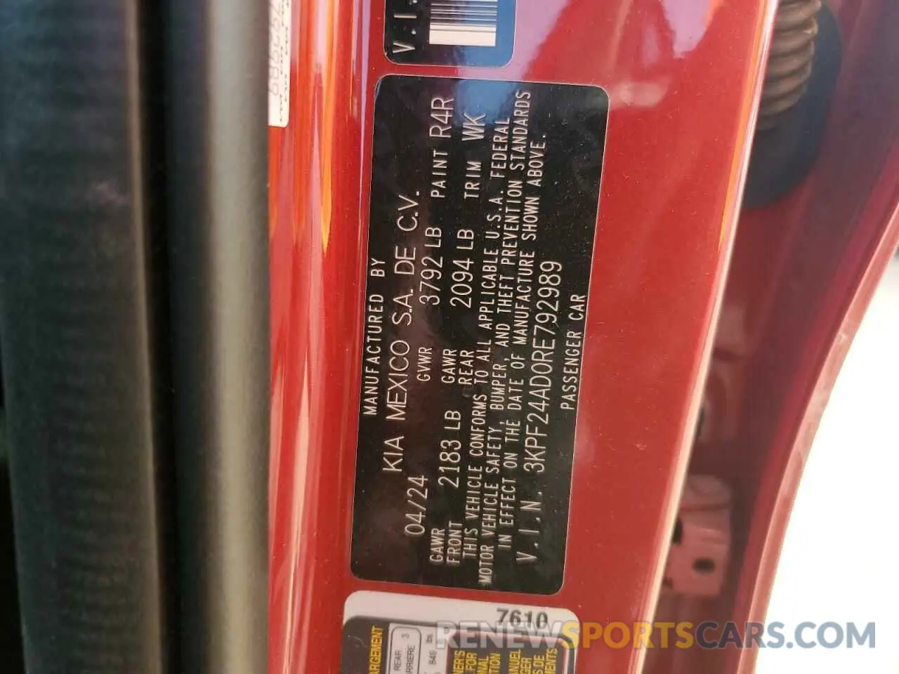 13 Photograph of a damaged car 3KPF24AD0RE792989 KIA FORTE 2024