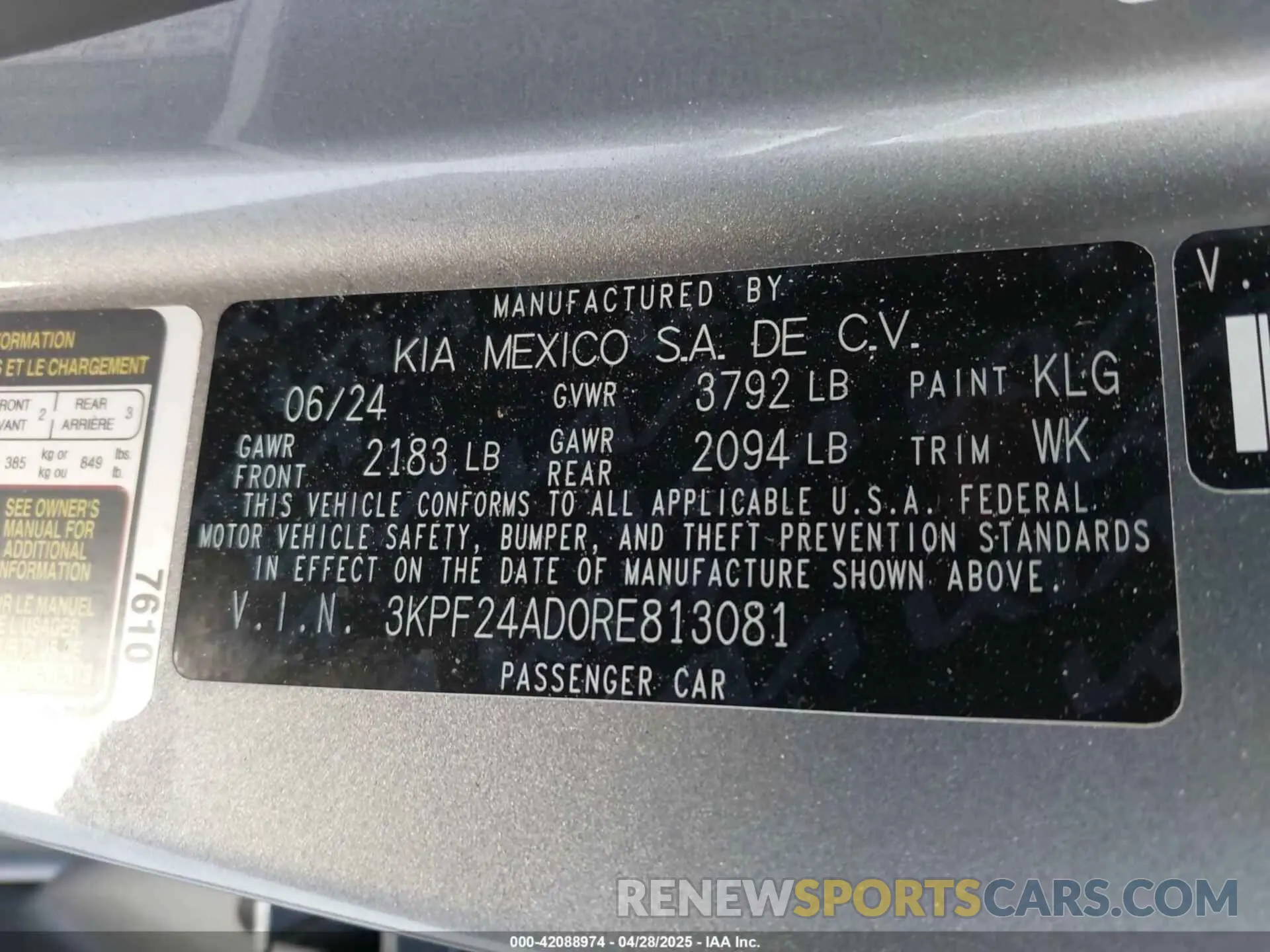 9 Фотография поврежденного автомобиля 3KPF24AD0RE813081 KIA FORTE 2024