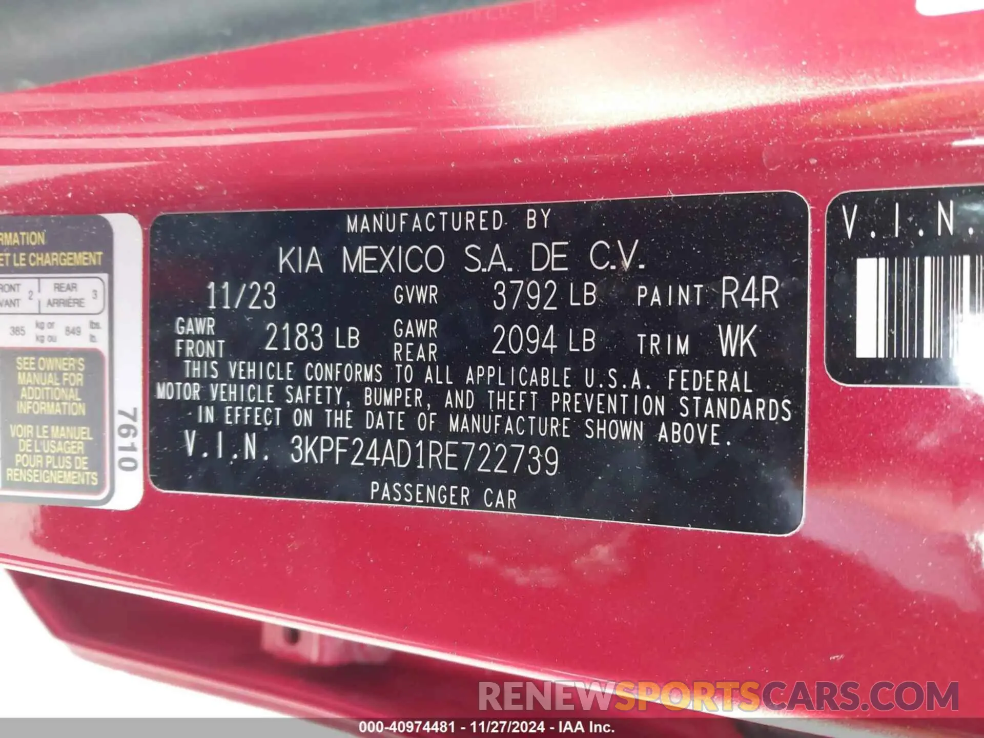 9 Фотография поврежденного автомобиля 3KPF24AD1RE722739 KIA FORTE 2024