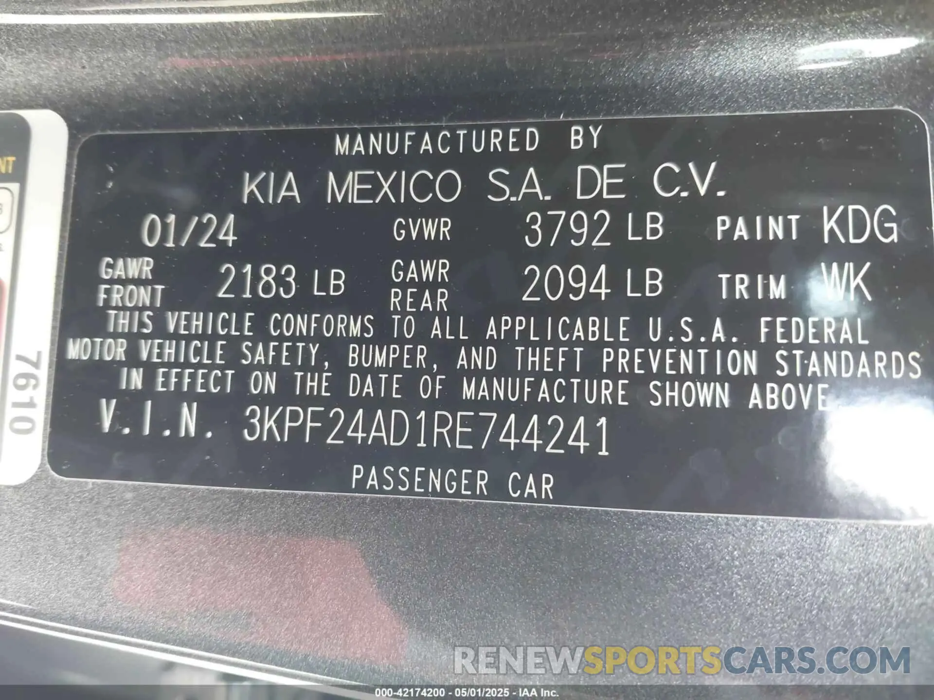 9 Фотография поврежденного автомобиля 3KPF24AD1RE744241 KIA FORTE 2024