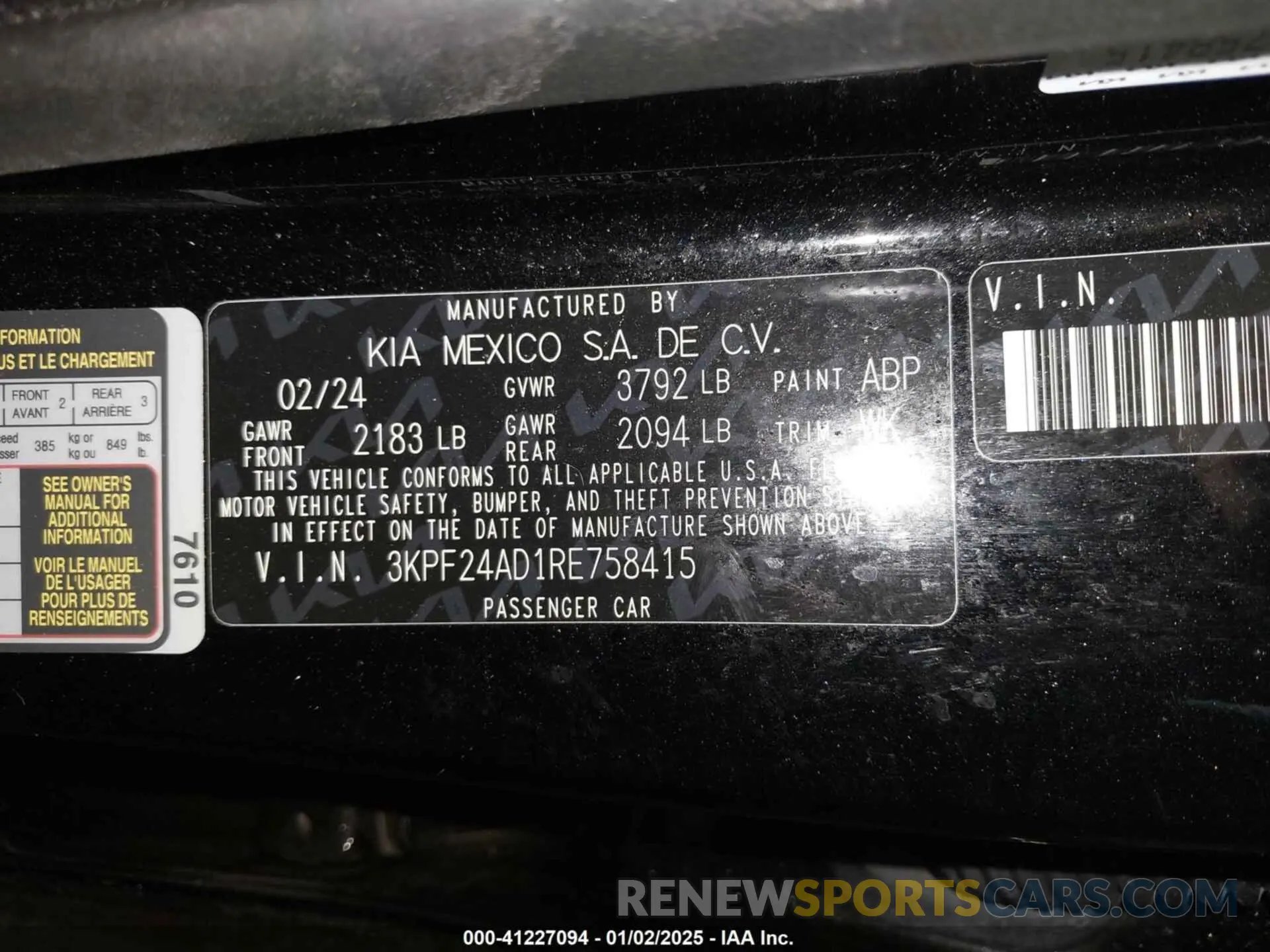 9 Photograph of a damaged car 3KPF24AD1RE758415 KIA FORTE 2024
