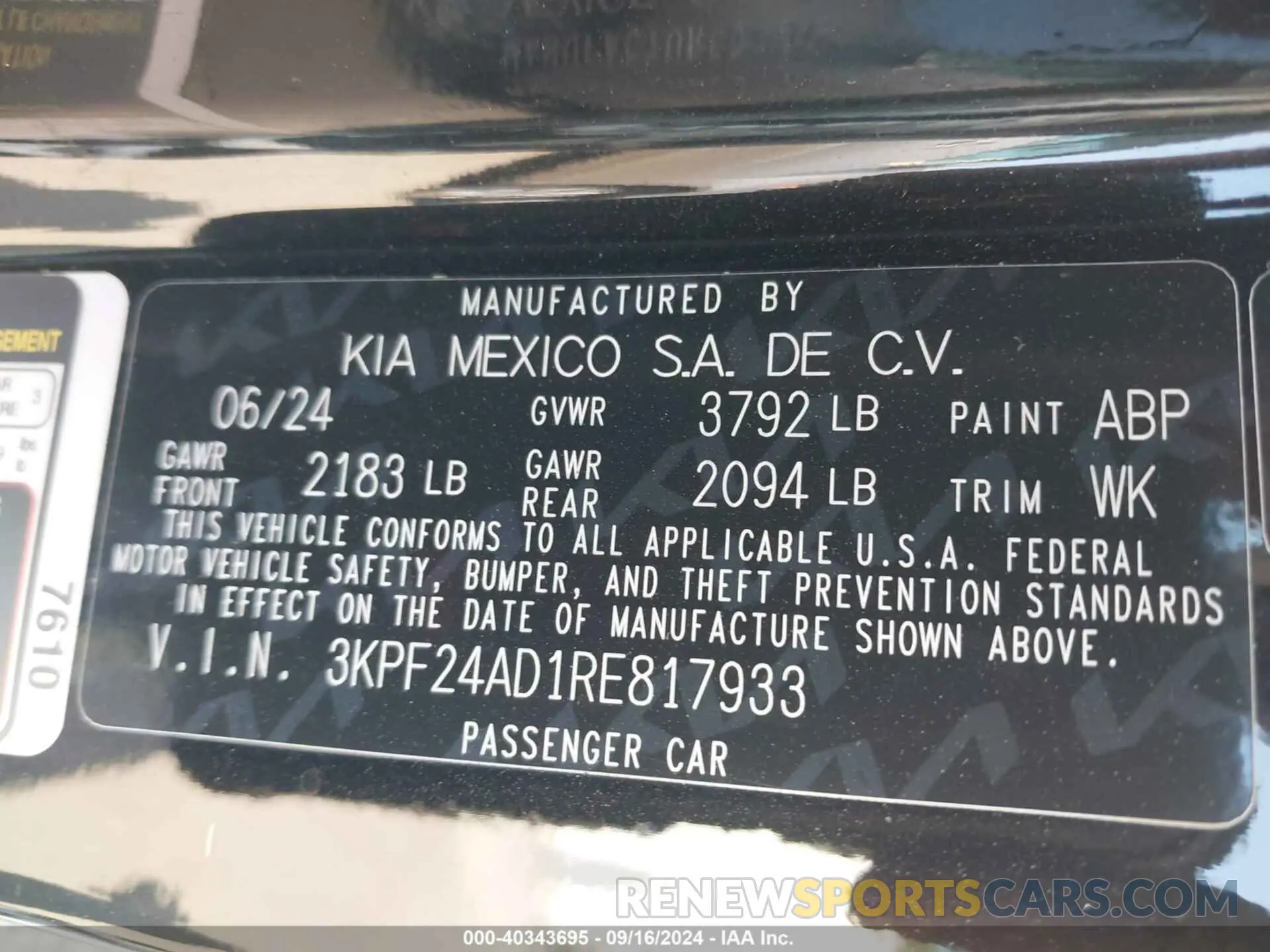 9 Photograph of a damaged car 3KPF24AD1RE817933 KIA FORTE 2024