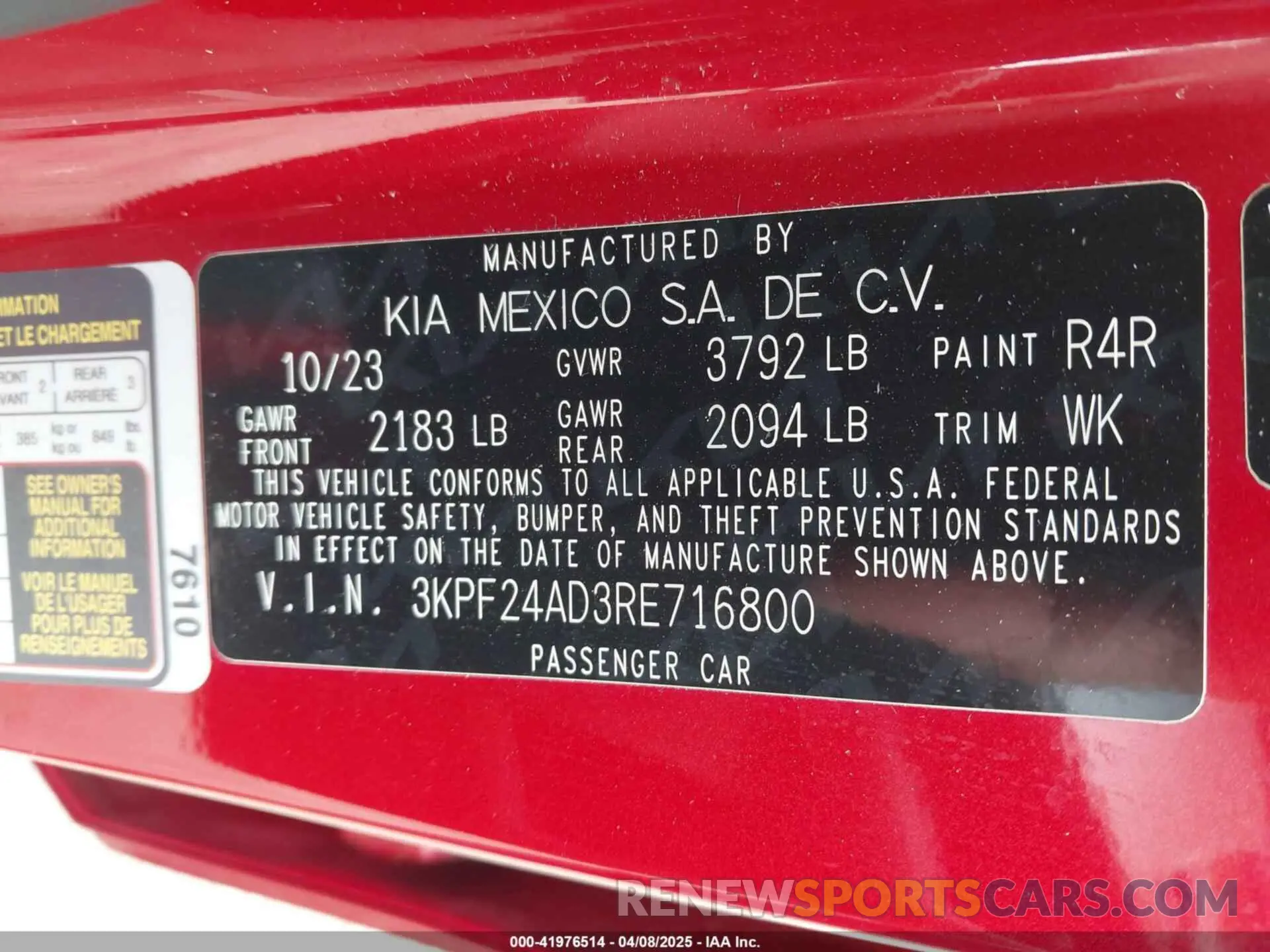 9 Фотография поврежденного автомобиля 3KPF24AD3RE716800 KIA FORTE 2024