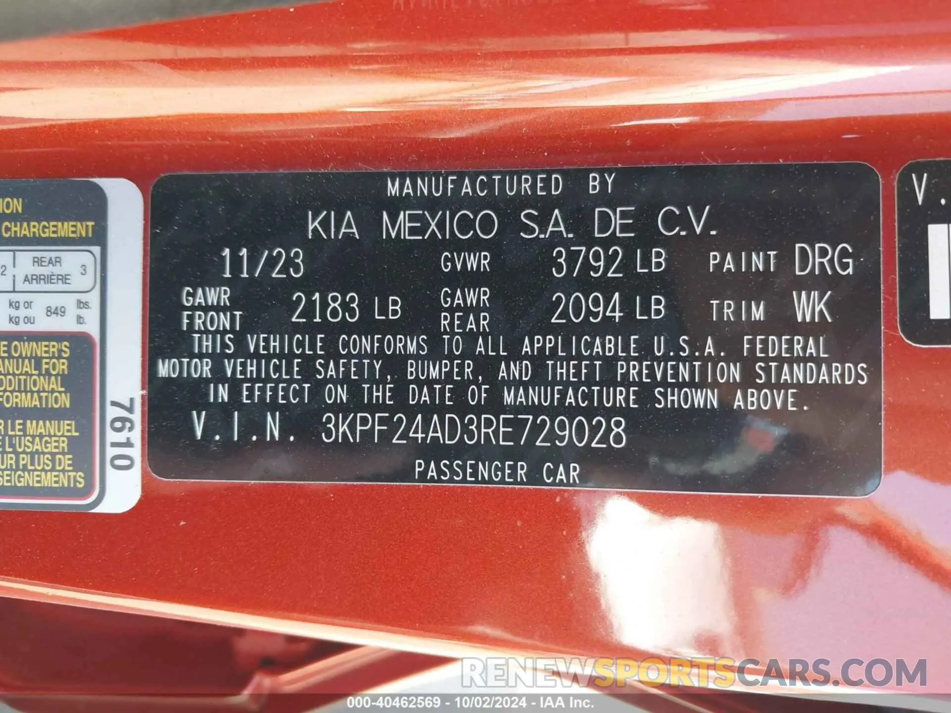 9 Фотография поврежденного автомобиля 3KPF24AD3RE729028 KIA FORTE 2024